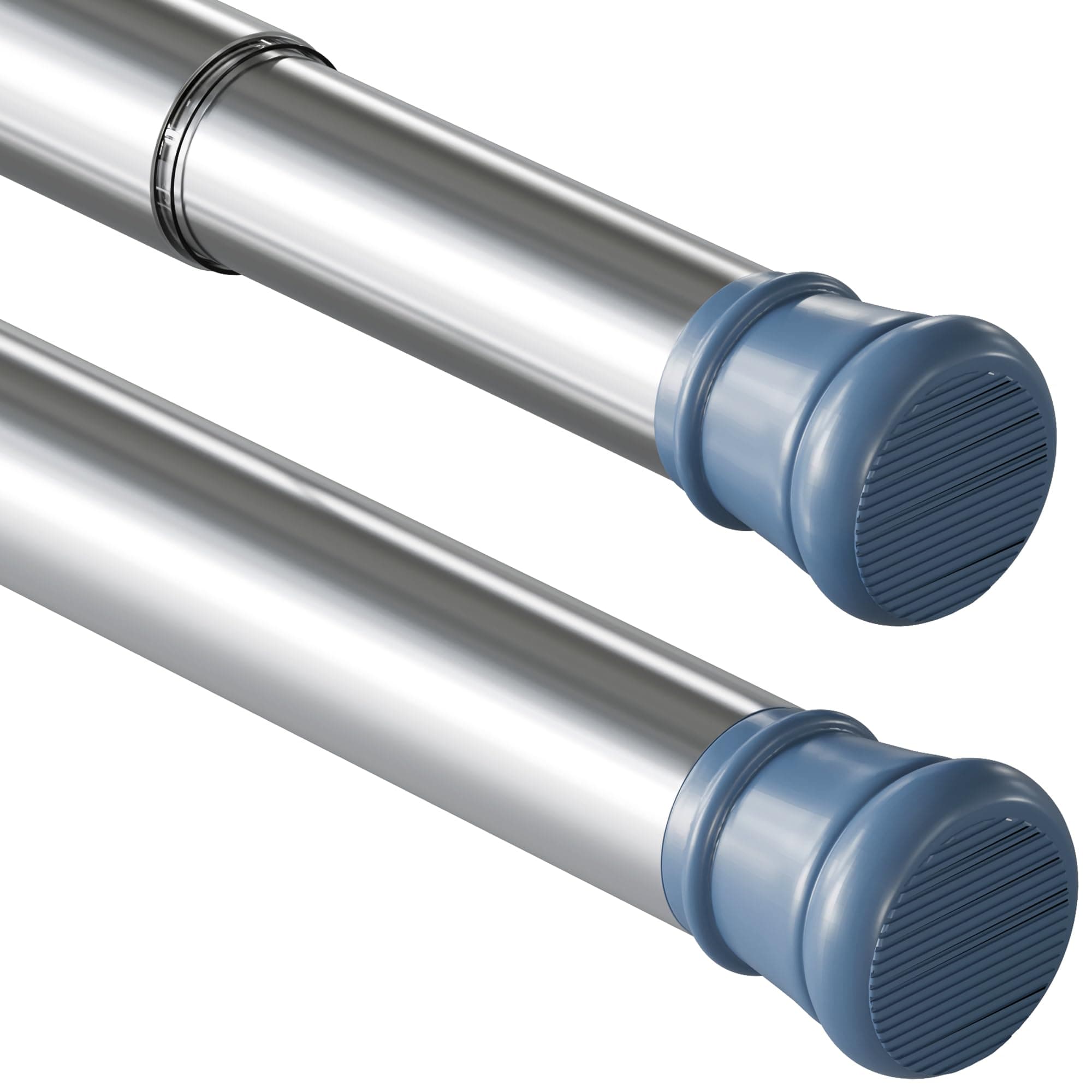 Bastone Tenda a Pressione Bastone Tenda Estensibile Bastone Tenda Doccia, Fissaggio Senza Trapano né Viti, Lunghezza 66-90cm(1 pezzo), Diametro 25mm,Argento