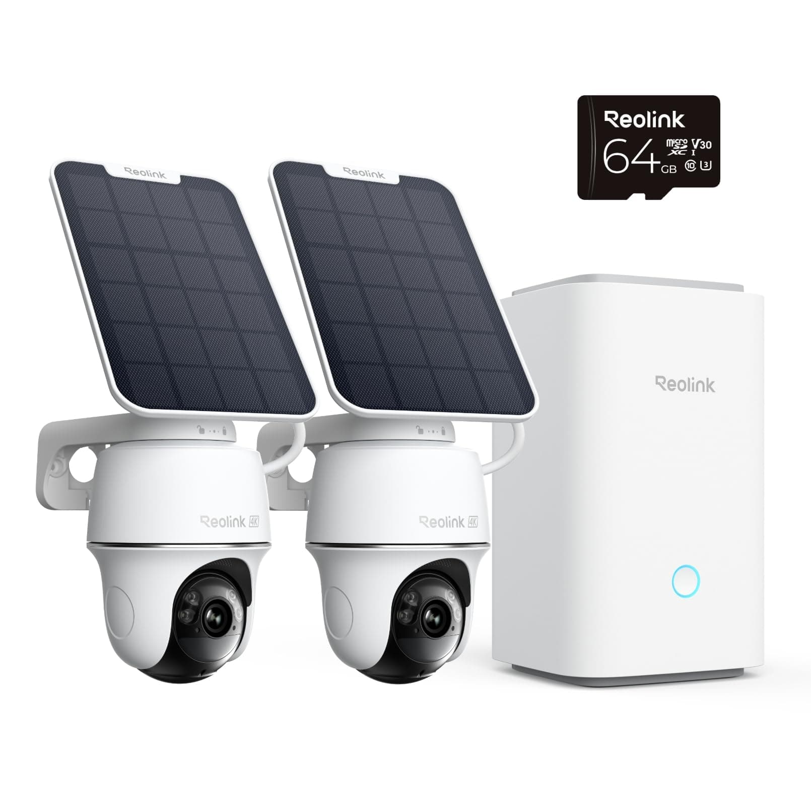 Reolink 4K 360° PT Camara Vigilancia WiFi Outdoor Solar con Seguimiento Automático, Gestión Central y Almacenamiento, Sin Cuotas Mensuales por Almacenamiento Local, Set de 2 Argus PT Ultra + SP