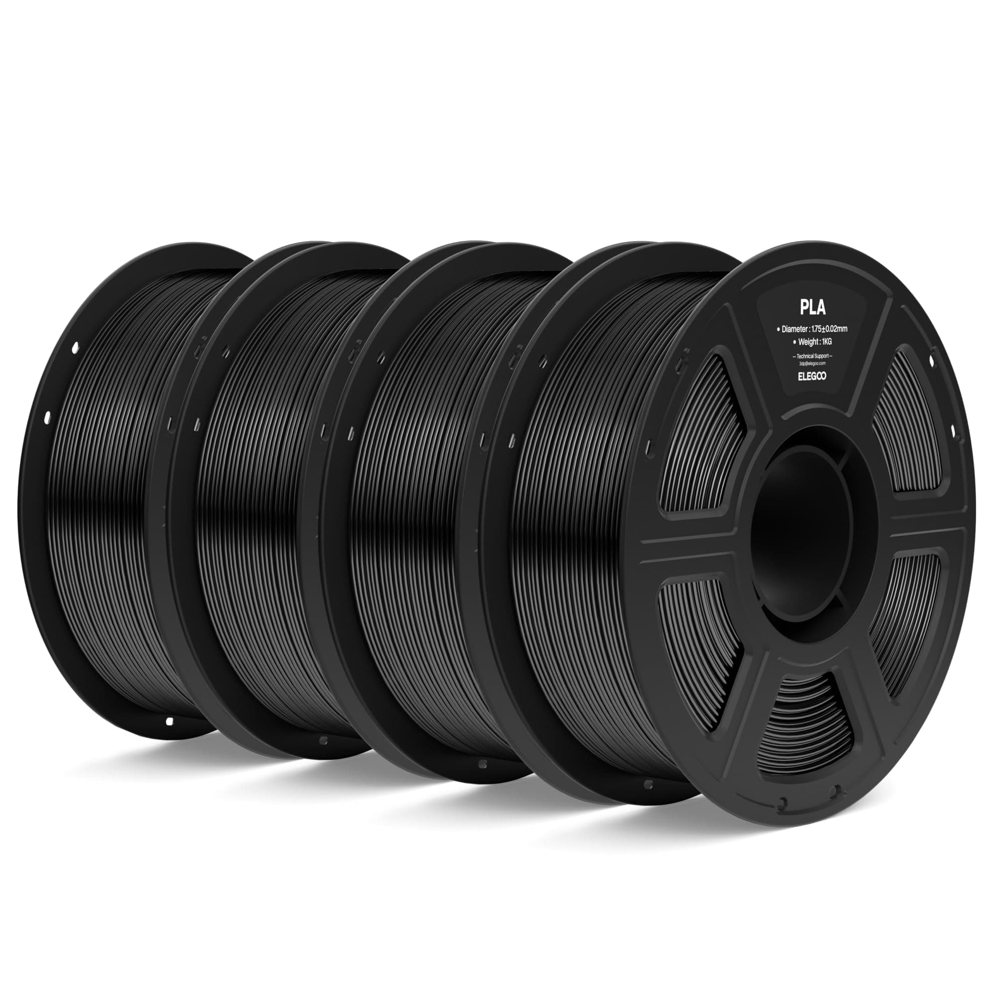 ELEGOO Filamento PLA 1.75 4KG Negro, Filamento para Impresora 3D, Precisión Dimensional +/- 0.02mm, Carrete Filamento 3D,para Mayoría Impresoras 3D