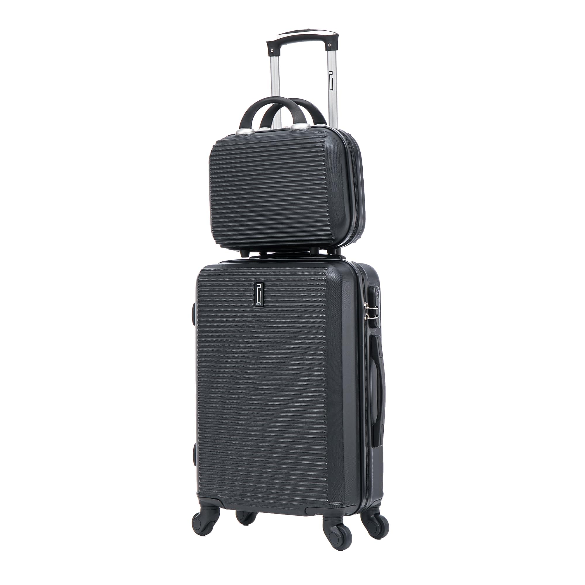 CELIMS - Valigie leggere approvate da più di 100 compagnie aeree per un viaggio in tutta sicurezza, Nero , Cabine 55 cm + Vanity 12 Pouces