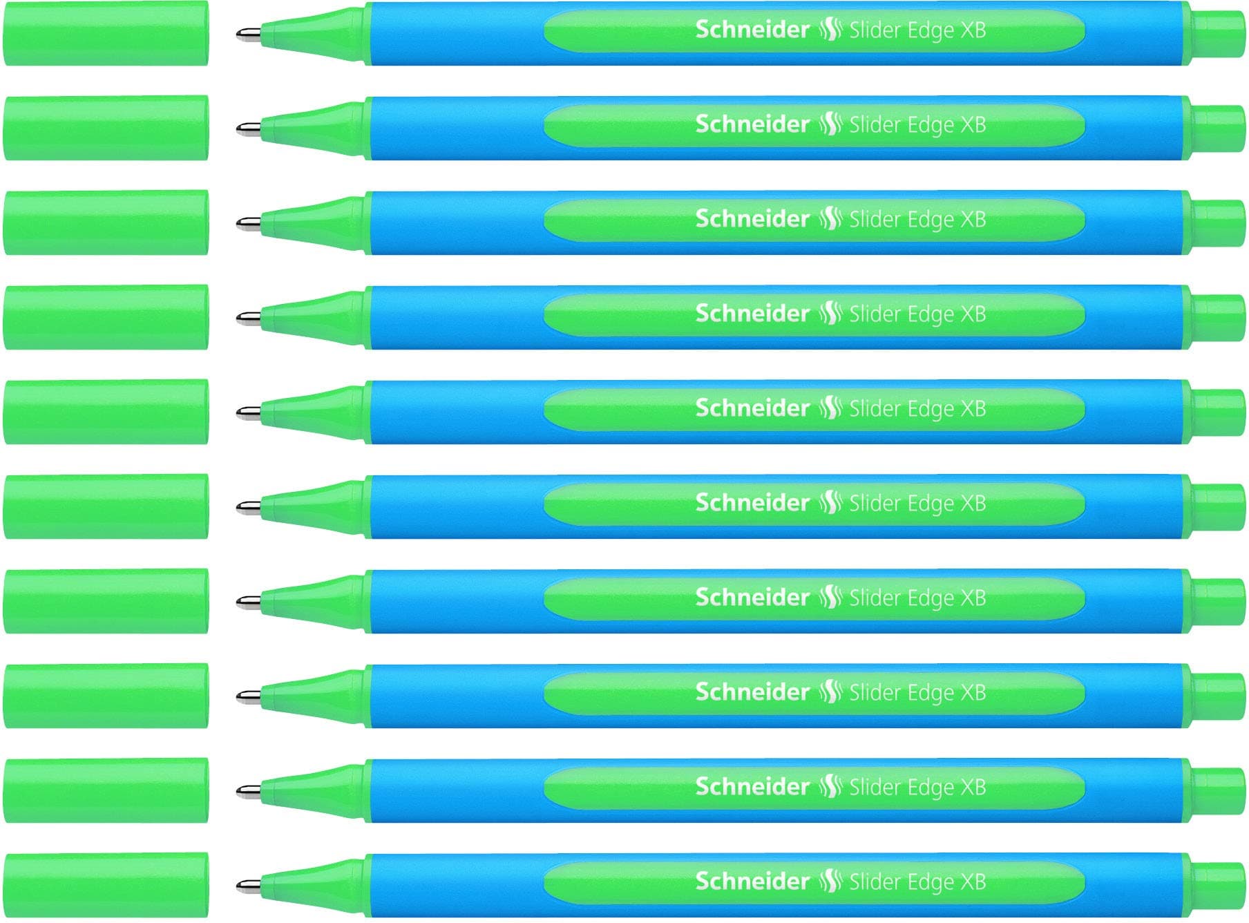 Schneider 152204 Slider Edge XB Kugelschreiber (Strichstärke: XB, dokumentenecht, Dreikant-Stift) 10er Pack,,grün