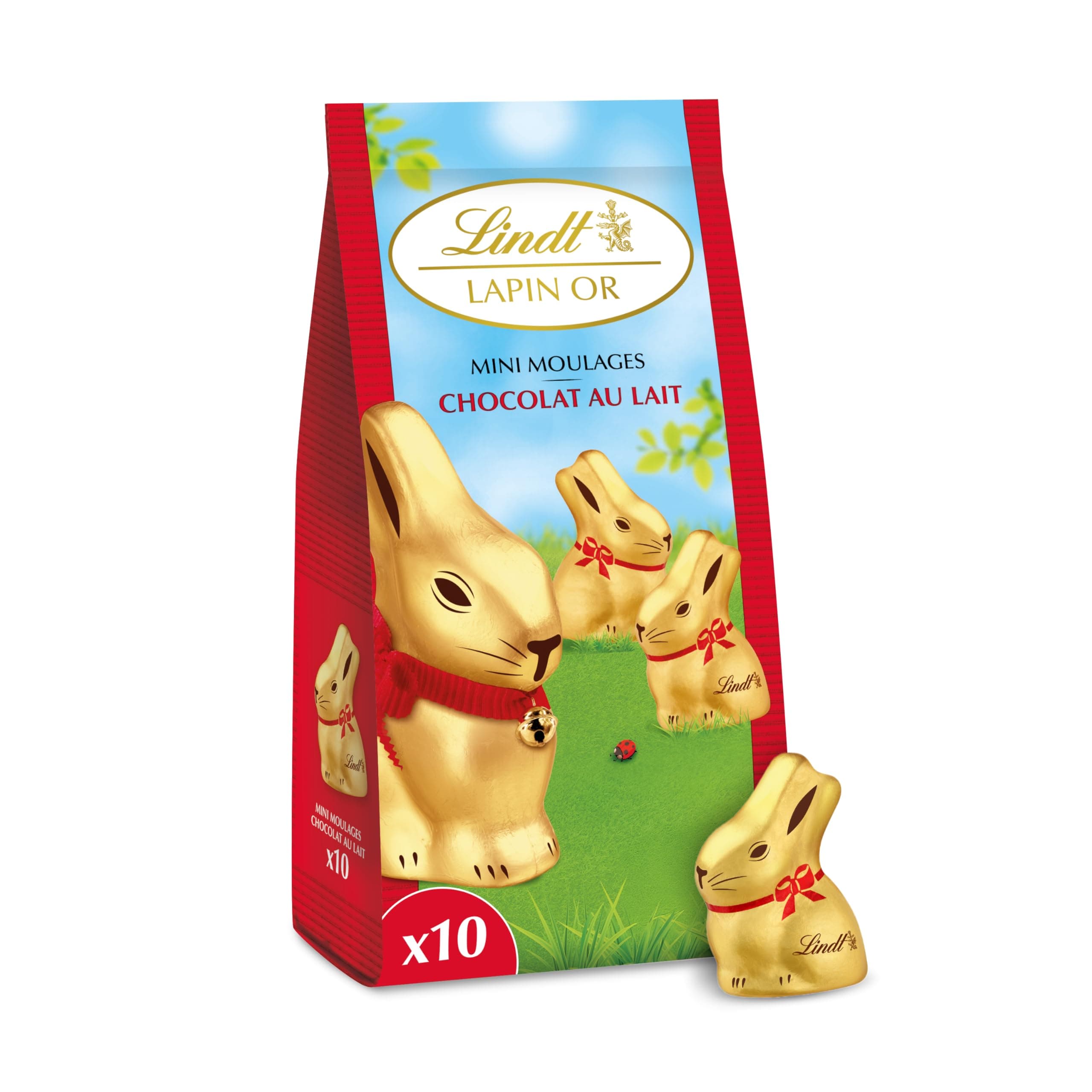Lindt - Sachet de Mini-Moulages LAPIN OR - Chocolat au Lait - Idéal pour Pâques, 120g