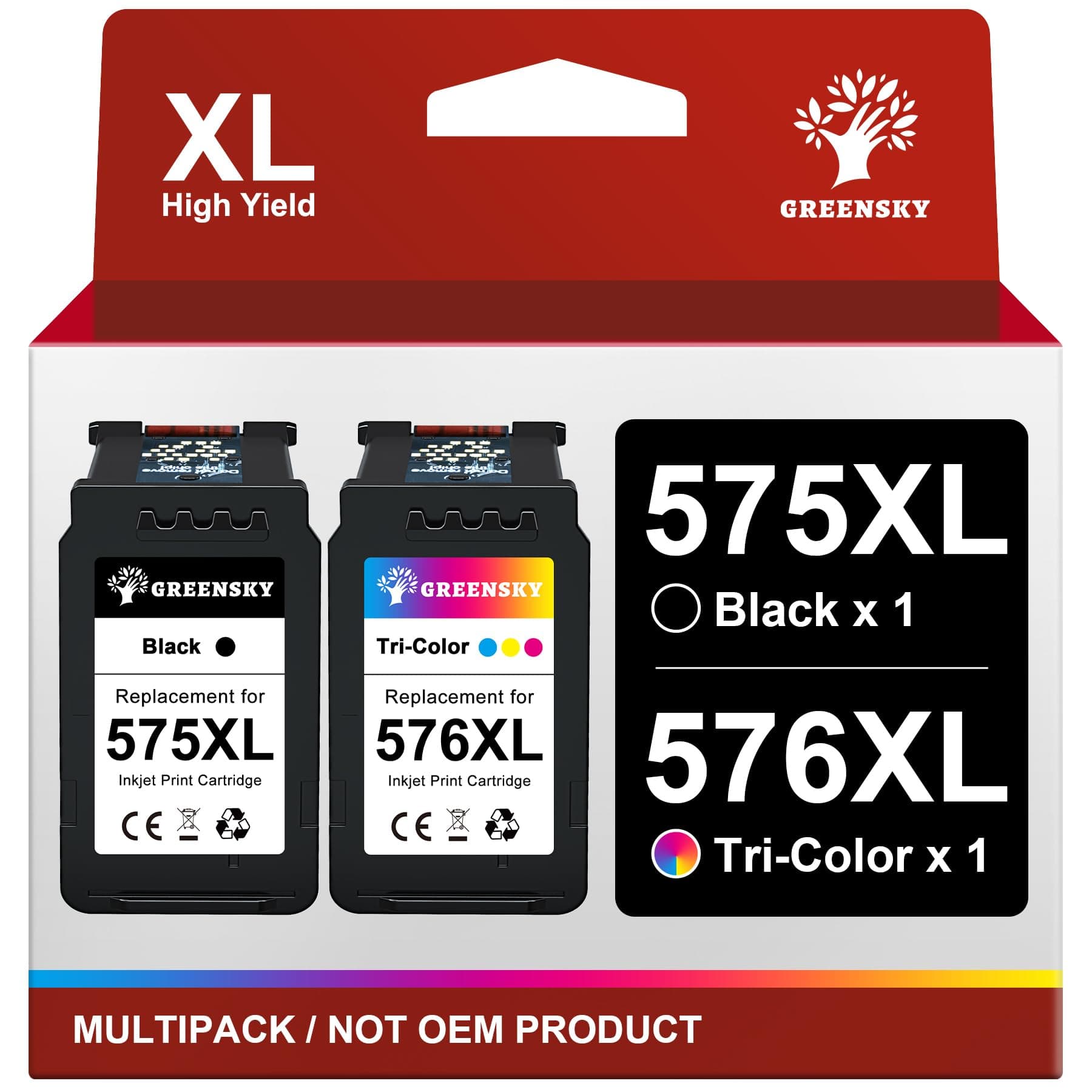 GREENSKY PG-575XL CL-576XL Cartouches d'encre Remplacement pour Canon 575 et 576 575XL 576XL Noir et Couleur pour Canon PIXMA TR4755i TR4756i TS3750i TS3550i TS3551i TR4750i TR4751i TS3751i TS3752i