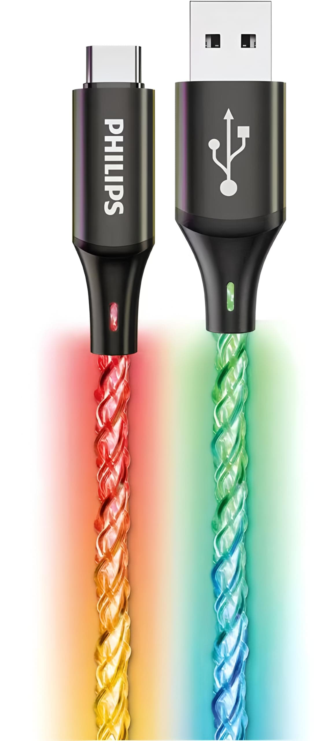 Philips DLC5130A USB-C-Kabel, RGB-Licht, 18 W Schnellladung, 1 m Kabel ohne Kabelgewirr, Datensynchronisierung, langlebiges Ladegerät für Android, Tablet, Laptop, Konsole