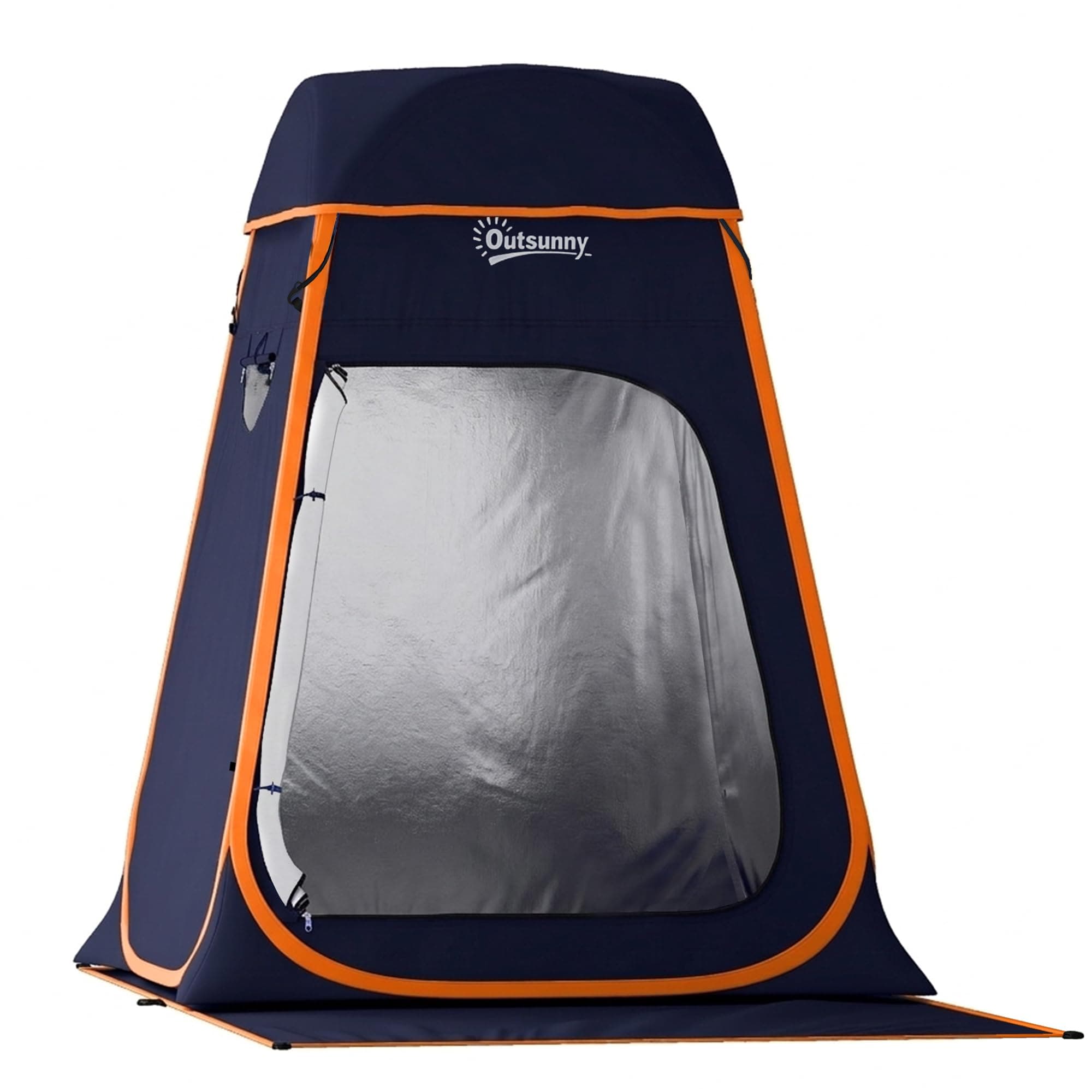 Outsunny Tente de Douche Portable Pop Up Toilette Tente de Camping Pliable vestiaire Cabine de Changement Vêtement Extérieure Intérieure Toit Amovible Poche Sac 152 x 152 x 200 cm Bleu foncé