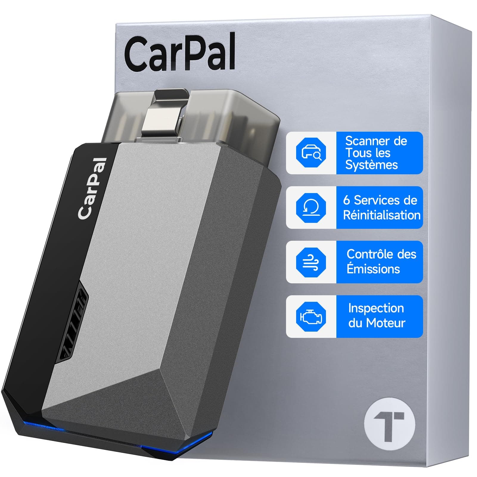 TOPDON Carpal-A Valise Diagnostic Voiture Bluetooth pour iOS et Android | Tous Les systèmes Diagnostic, 6 Réinitialisation, vérification de l'état du véhicule,1 an de mise à jour gratuite