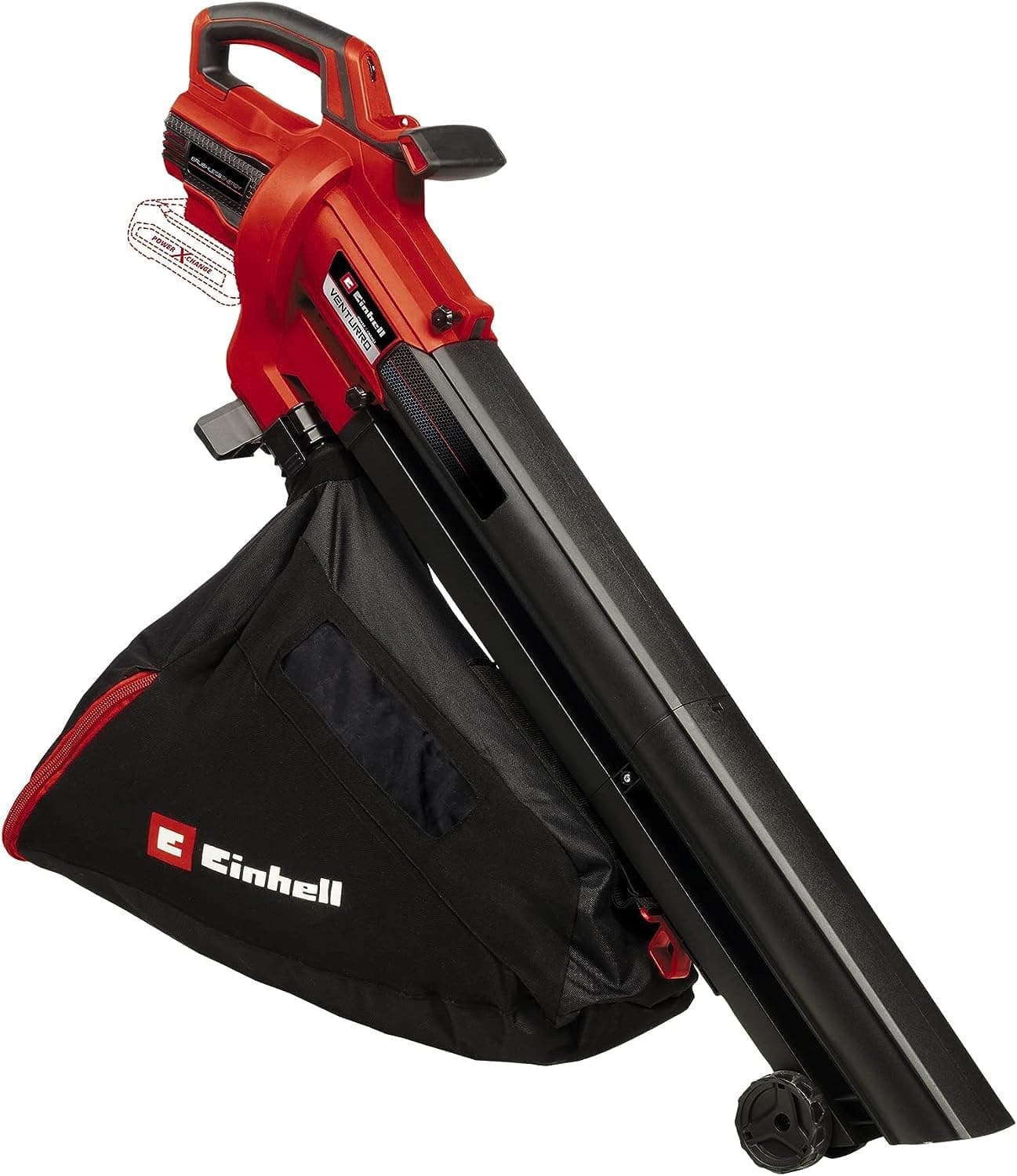Einhell Aspirador de hojas con batería VENTURRO 18/210 Power X-Change (18 V, potencia de aspiración 500 m³/h, bolsa colectora 45 l, función de soplado hasta 210 km/h, sin batería ni cargador)