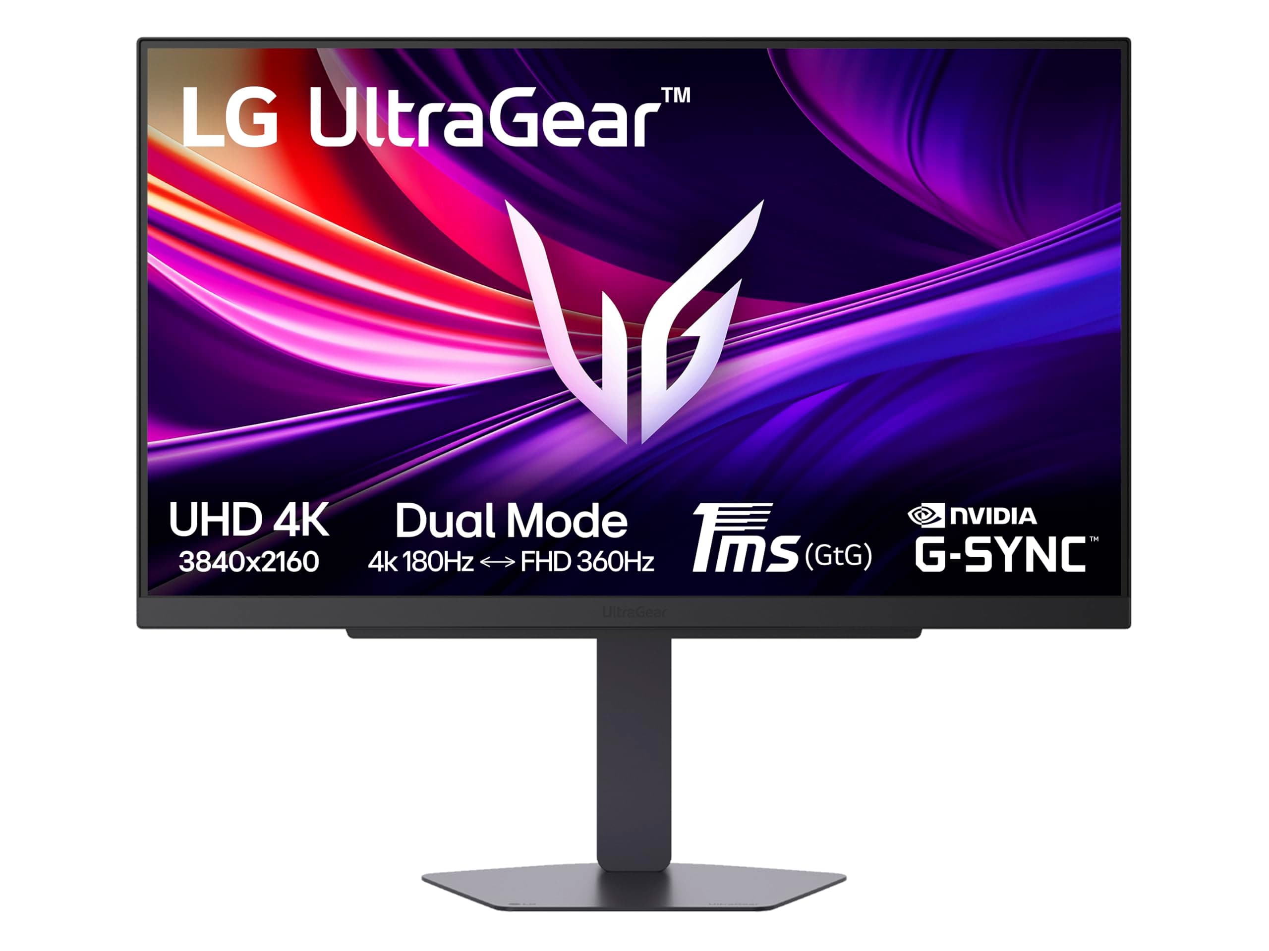 LG UltraGear 27G810A Monitor Gaming 27" UHD 4K 180Hz / FHD 360Hz, IPS 1ms (GtG), G-Sync Compatible, AMD FreeSync Premium, VRR, HDR 400, HDMI 2.1, DP, Hub USB, AUX, Stand regolabile, Nero