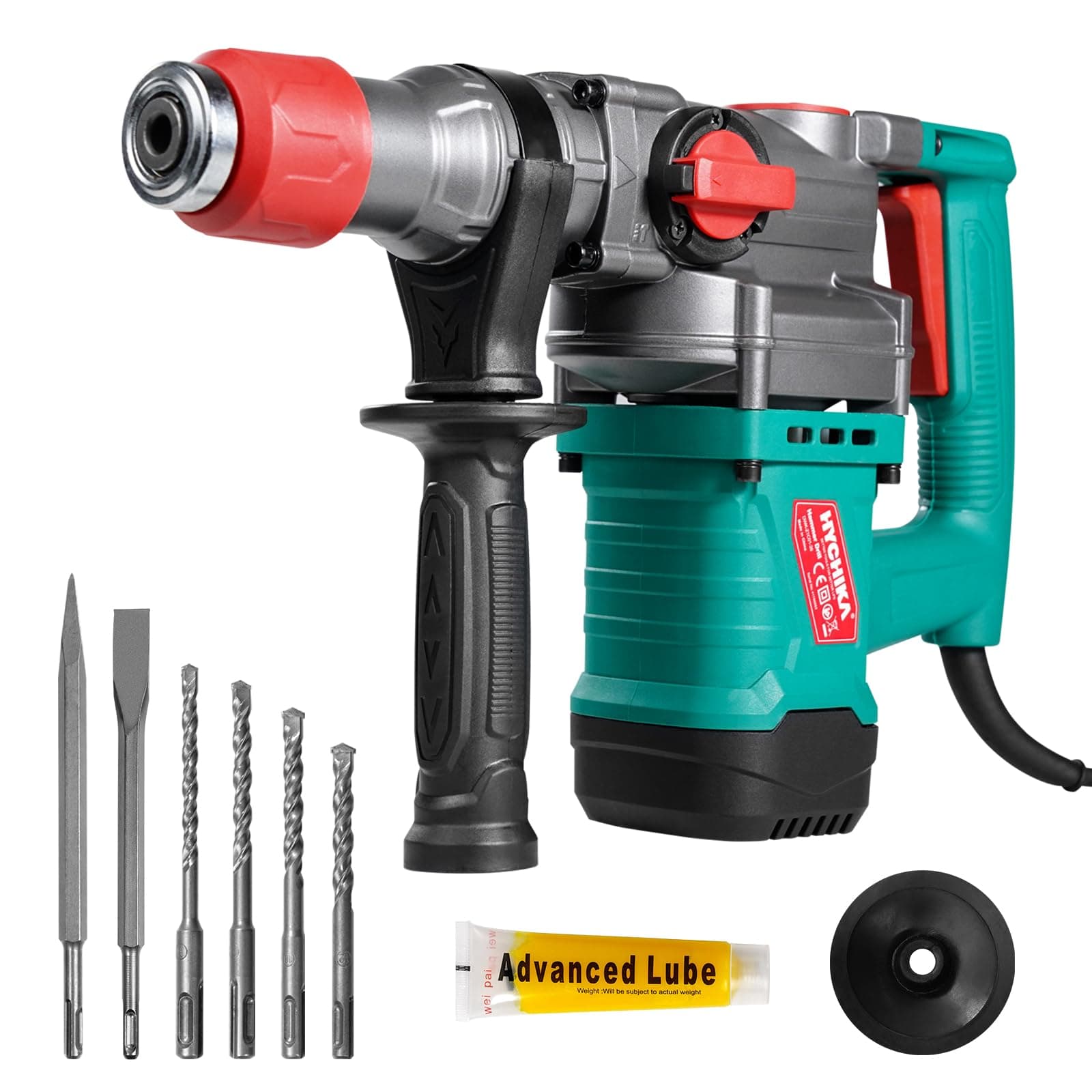 HYCHIKA Martillo Perforador, Martillo Demoledor con Embrague de Seguridad, Taladro Percutor con Cable CA para hormigón, Martillo Percutor Electrico