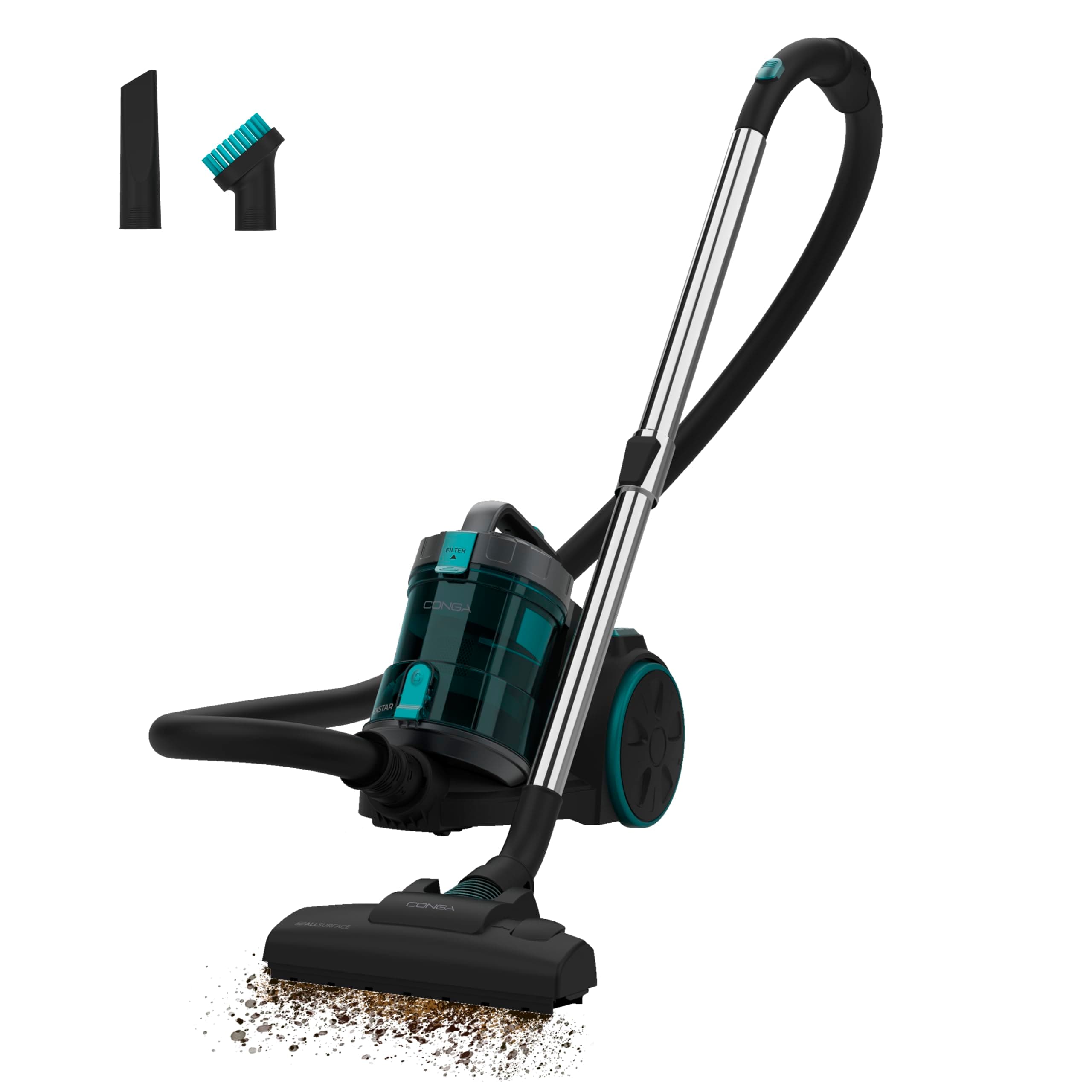 Cecotec Aspirateur Traîneau sans Sac Conga Rockstar Cyclonic XL. 890W, Réservoir Grande Capacité 2.5L, Filtre Haute Efficacité, Tube Télescopique Métallique Ajustable, Accessoires pour Meubles