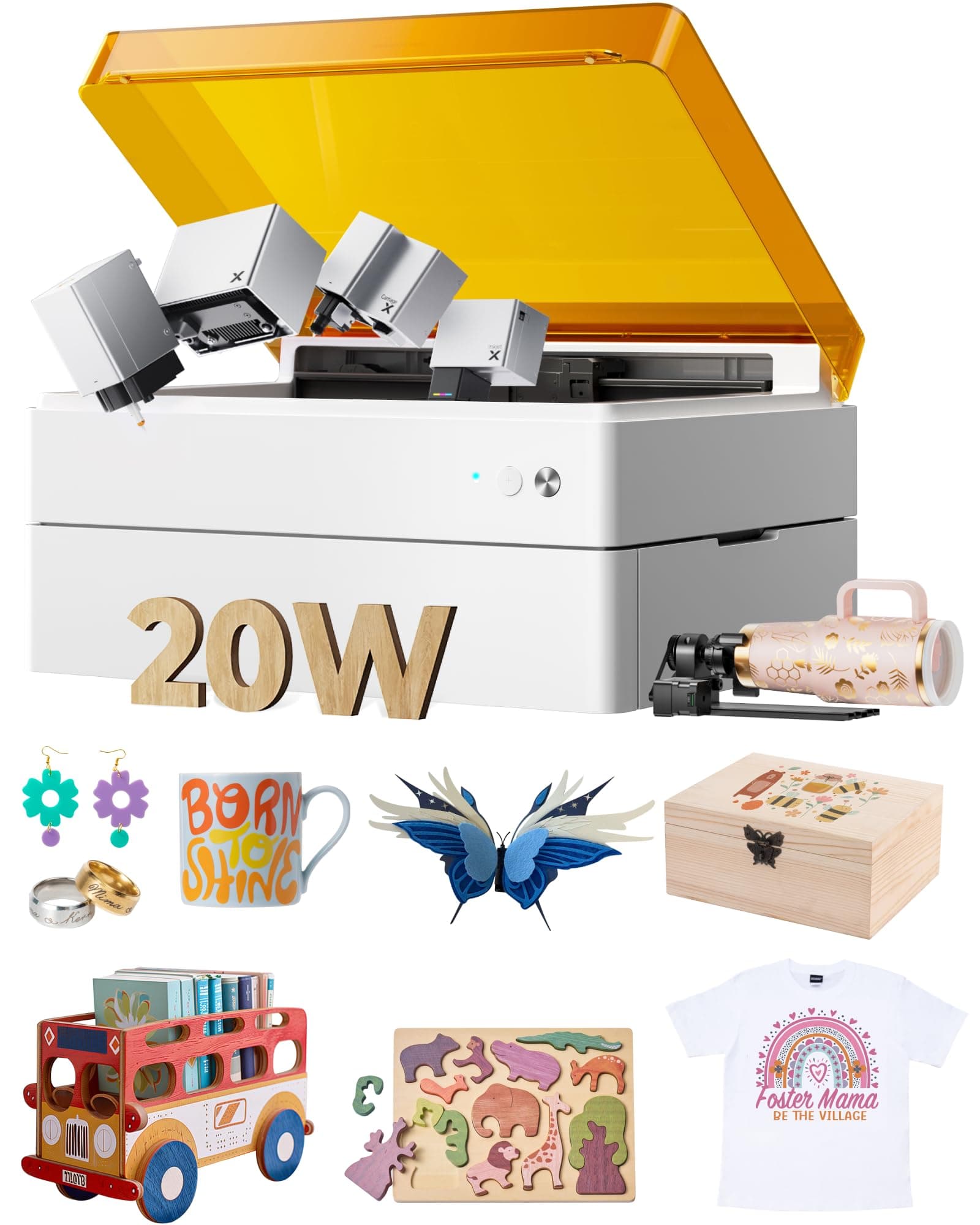 xTool M1 Ultra 4-en-1 Graveur Laser 20W avec Base Surélevée et RA2 Pro, Découpe Bois avec Positionnement à Pin-Point et Autofocus pour Scrapbooking, Découpe Vinyle, Gravure Laser et Dessin