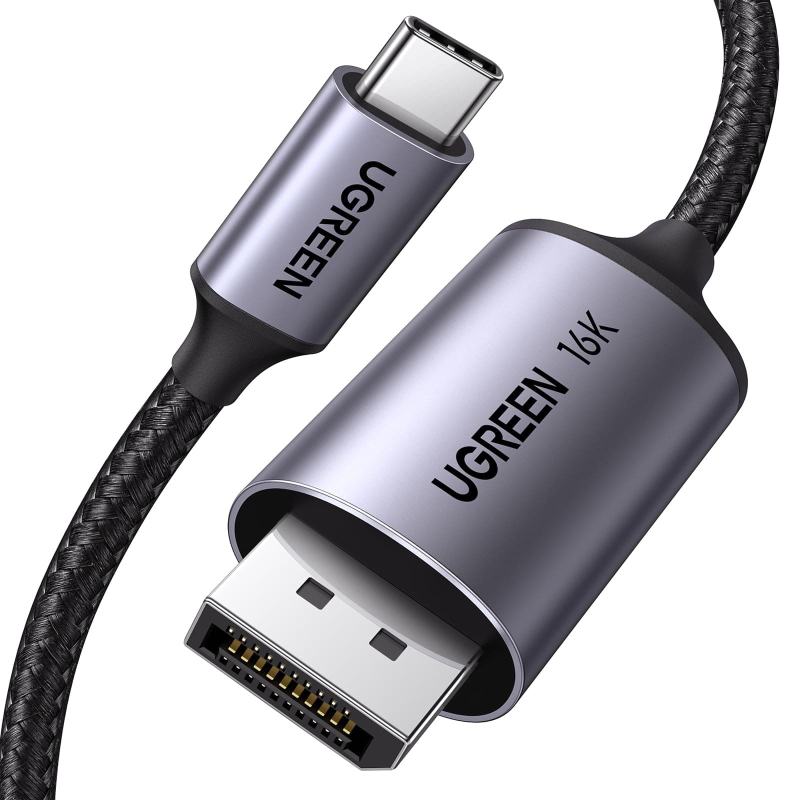 UGREEN USB C DisplayPort 2.1 Kabel 16K@30Hz 8K@120Hz 4K@240Hz 2K@240HZ, 40Gbps Thunderbolt 3/4 auf DP Kabel, HDR, UHBR10, Kompatibilität mit iPhone 17 Serie, Mac mini M4, Macbook Pro/Air, iPad Pro(1M)