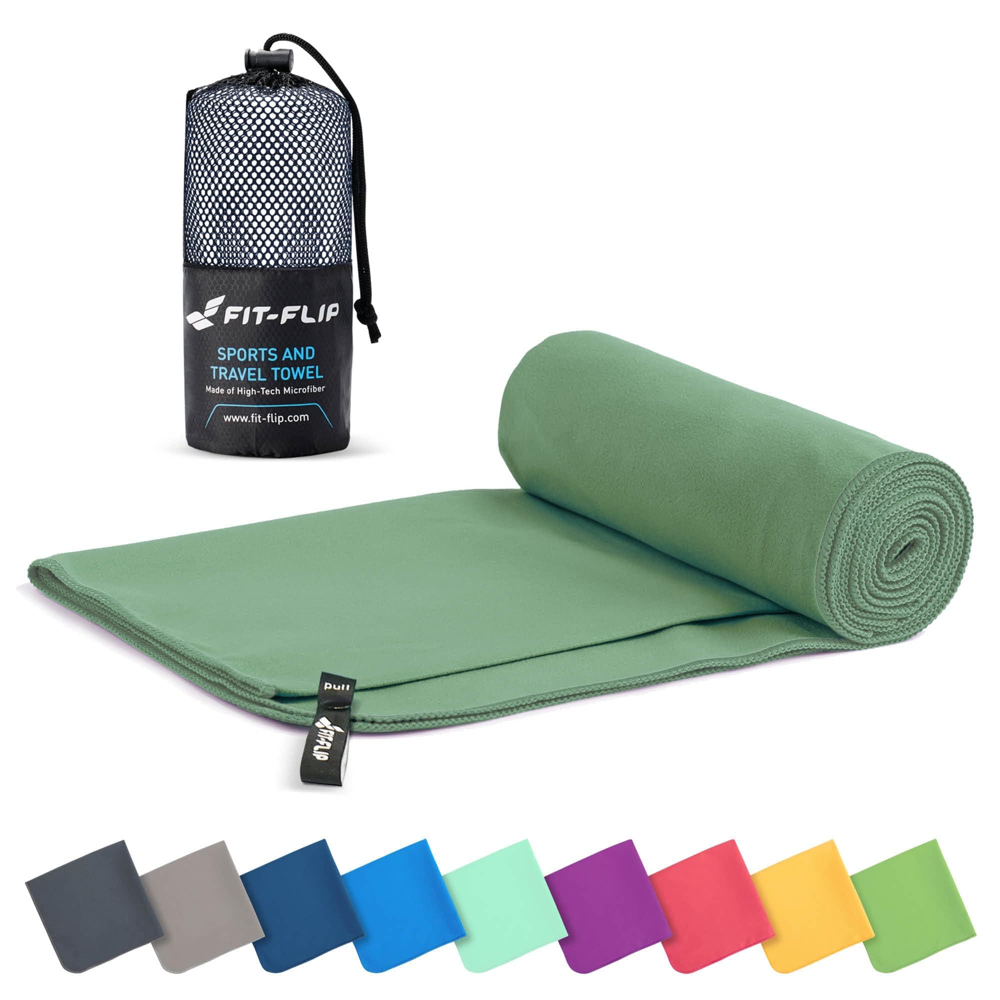 Fit-Flip Mikrofaser Handtuch - kompakte Microfaser Handtücher - ideal als Sporthandtuch, Reisehandtuch, Strandtuch - schnelltrocknend und leicht - Badetuch groß - Sport, Fitness, Sauna