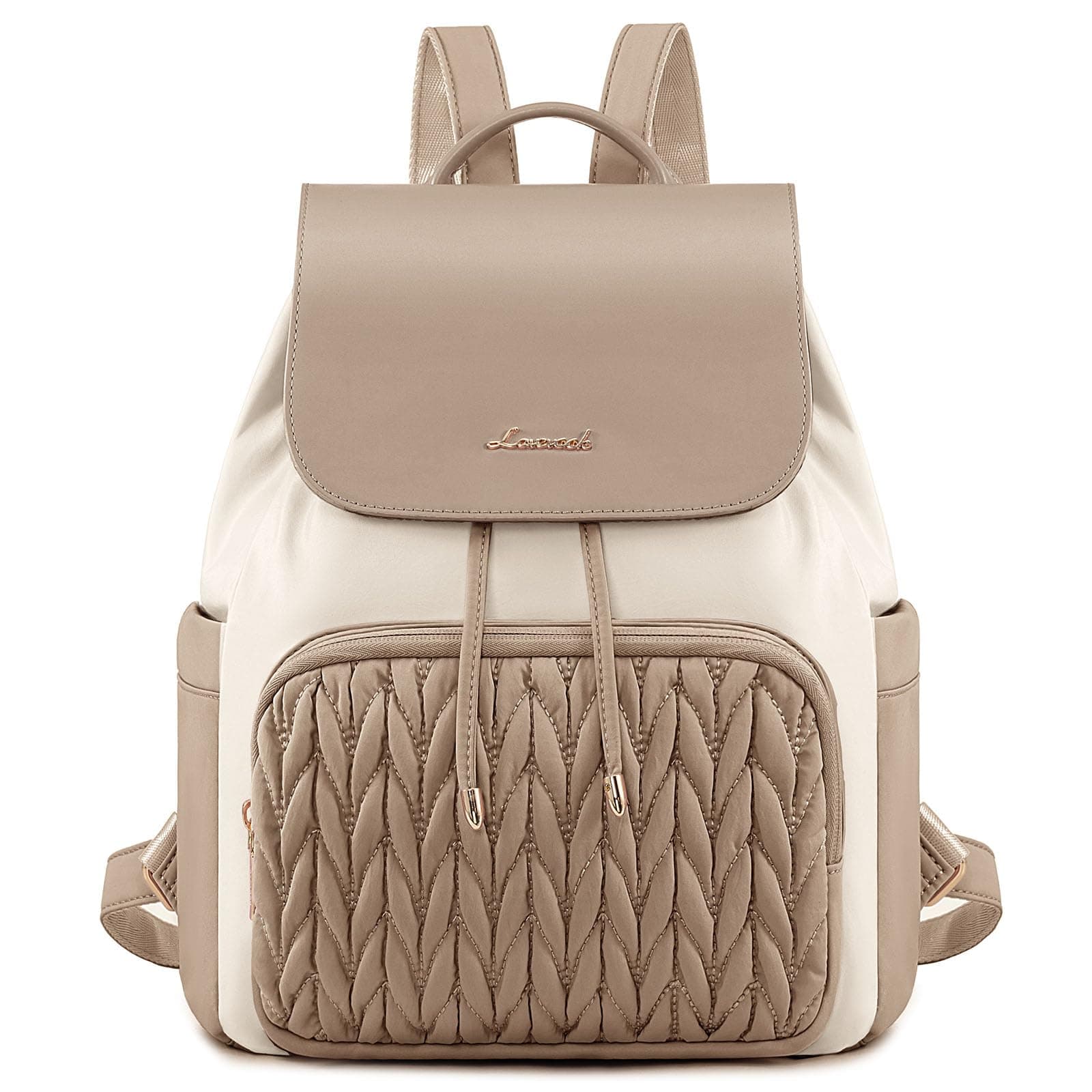 LOVEVOOK Rucksack Damen Klein, Elegant Cityrucksack Kleiner Tagesrucksack Rucksacktasche Wasserdicht, Mini Casual Daypack Backpack Women Modern für Freizeit Reisen Schule Arbeit, Khaki Beige