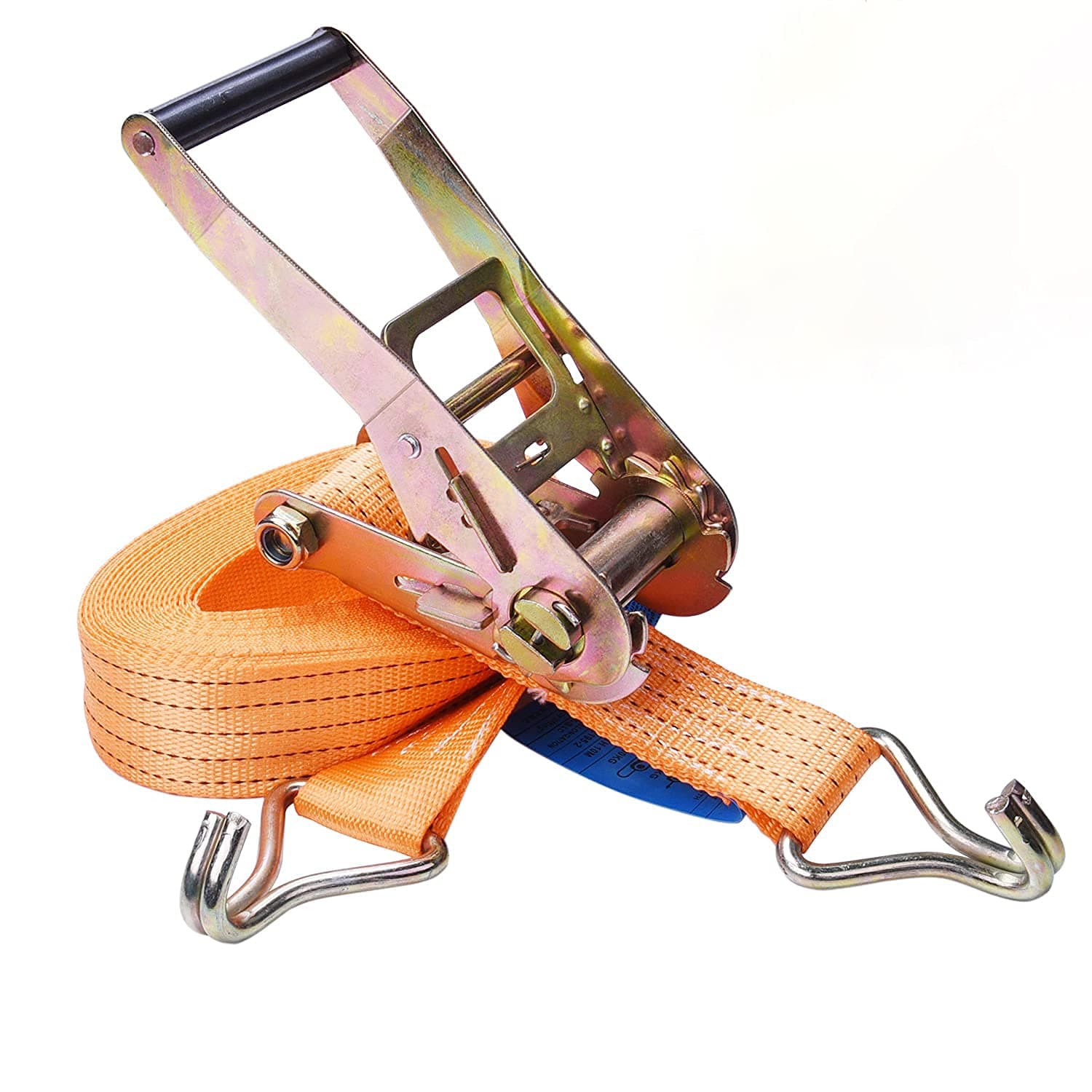 Correa de Amarre con trinquete y Gancho Tipo J, Cinchas de Sujeción de Carga 50mm x 10m Correas de Sujección (Capacidad Nominal: 2000 kg, Capacidad: 4000 kg)