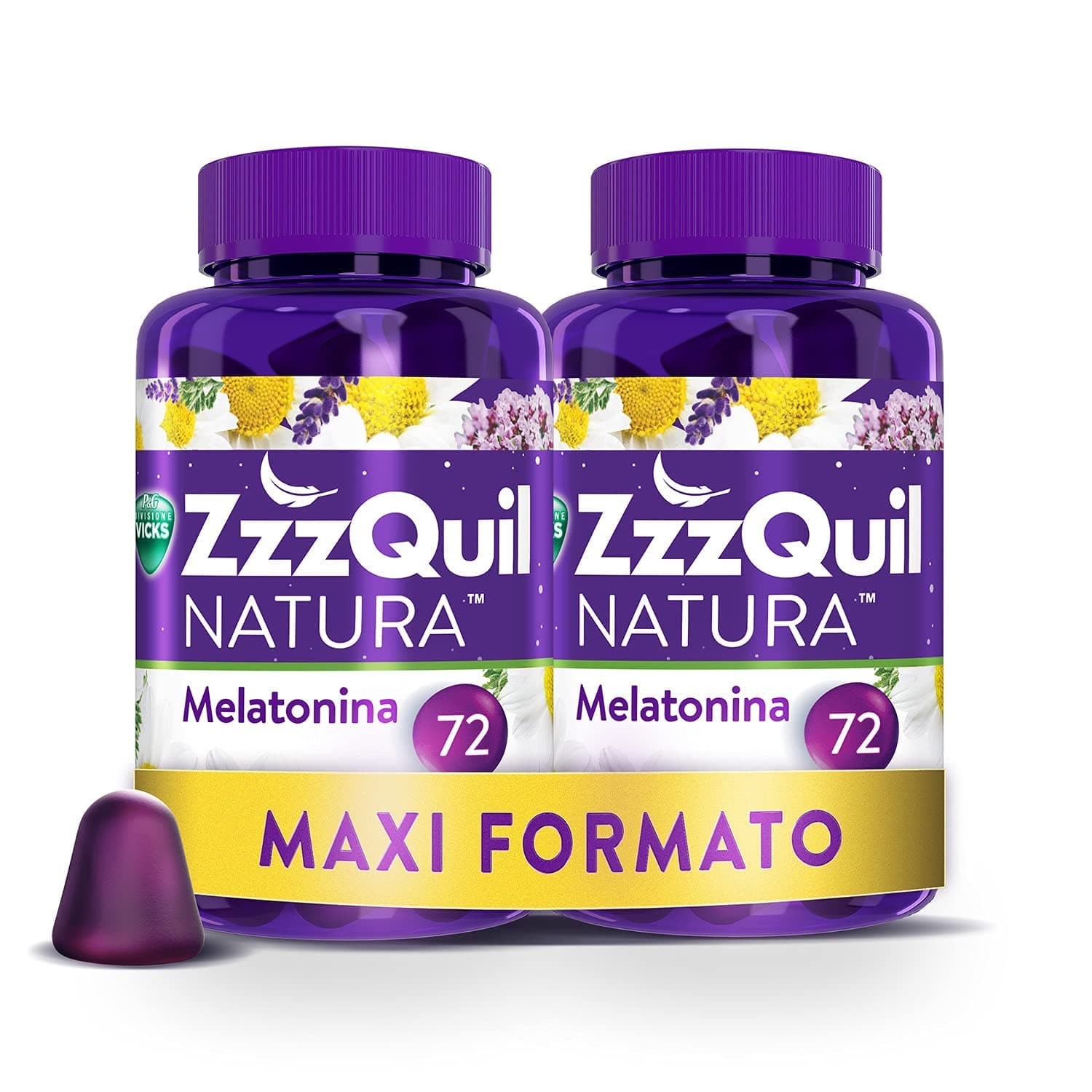 Zzzquil Natura Integratore Per Il Sonno, Con Melatonina Per Dormire Ed Estratti Di Lavanda, Valeriana E Camomilla. Maxi Formato 2X72 Pastiglie Gommose