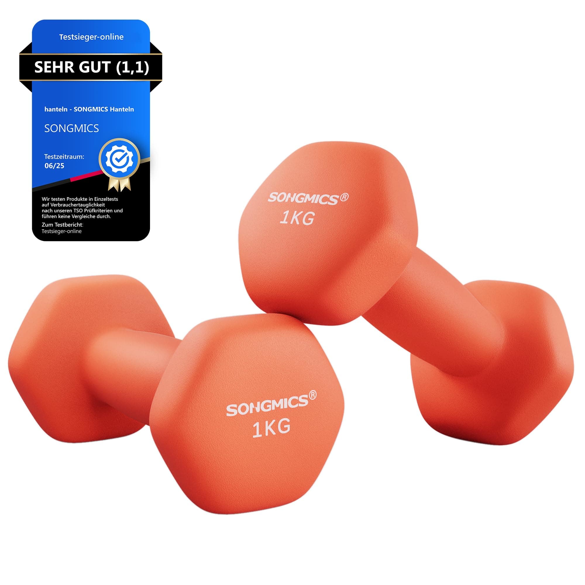 SONGMICS 2 Stück Hexagon Hanteln mit Neoprenbeschichtung für Krafttraining, Fitness, Zuhause