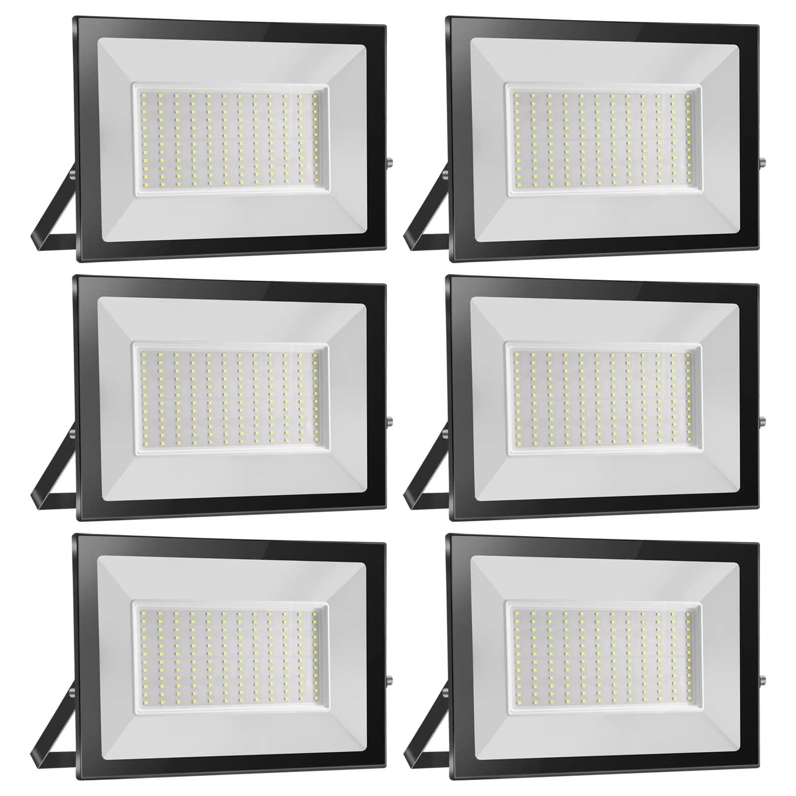 loyal 6 pack 150W Faretto LED da Esterno 15000LM, Super Luminosa Bianco Caldo 3000K Luce di Sicurezza, IP65 Impermeabile Proiettore Faro, Fari LED Lampada per Garage Giardino Corridoio Piazza