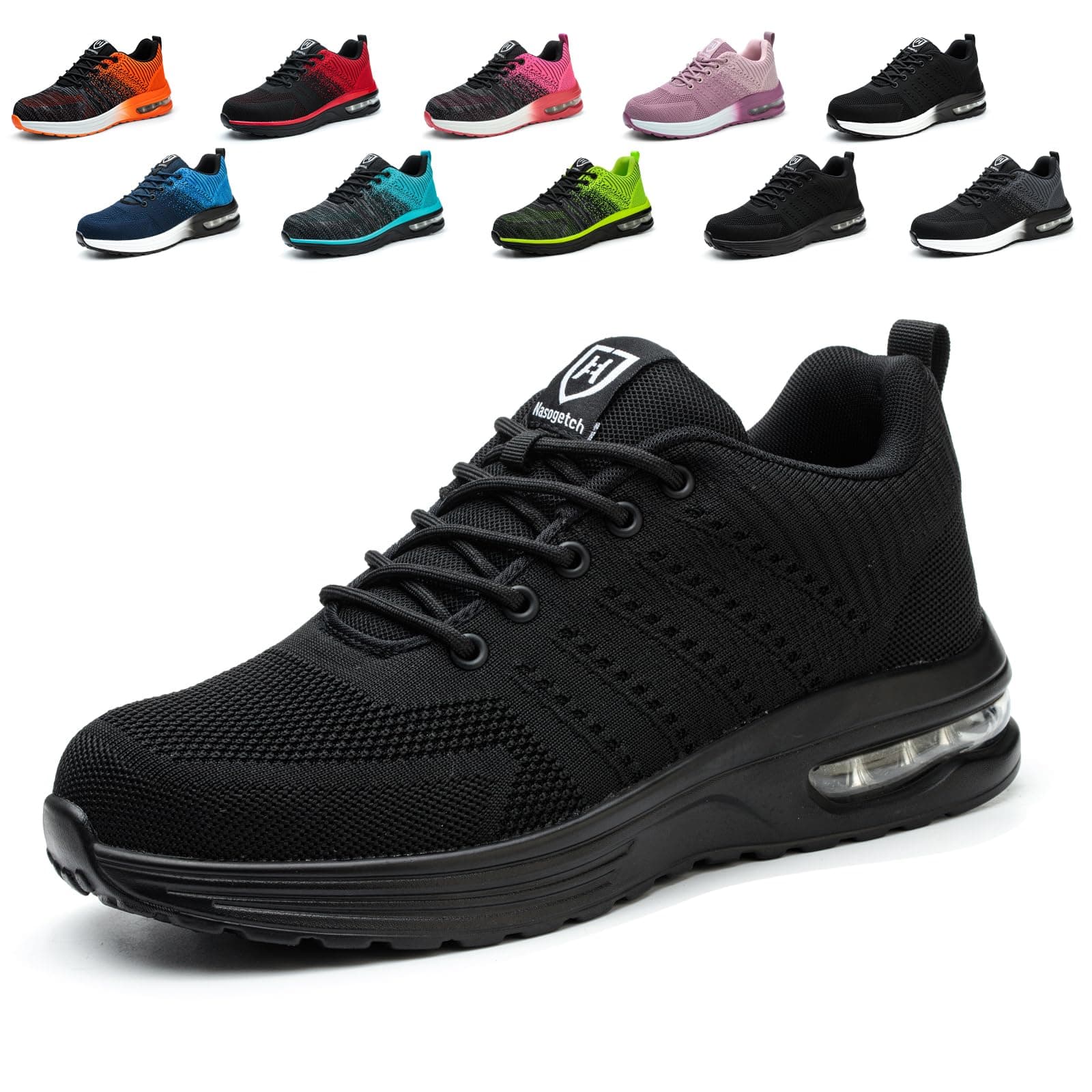 Hitopteu Chaussure de Securite Homme Femmes Legere Basket Securite Respirante avec Embout en Acier Chaussures de Travail Antidérapantes