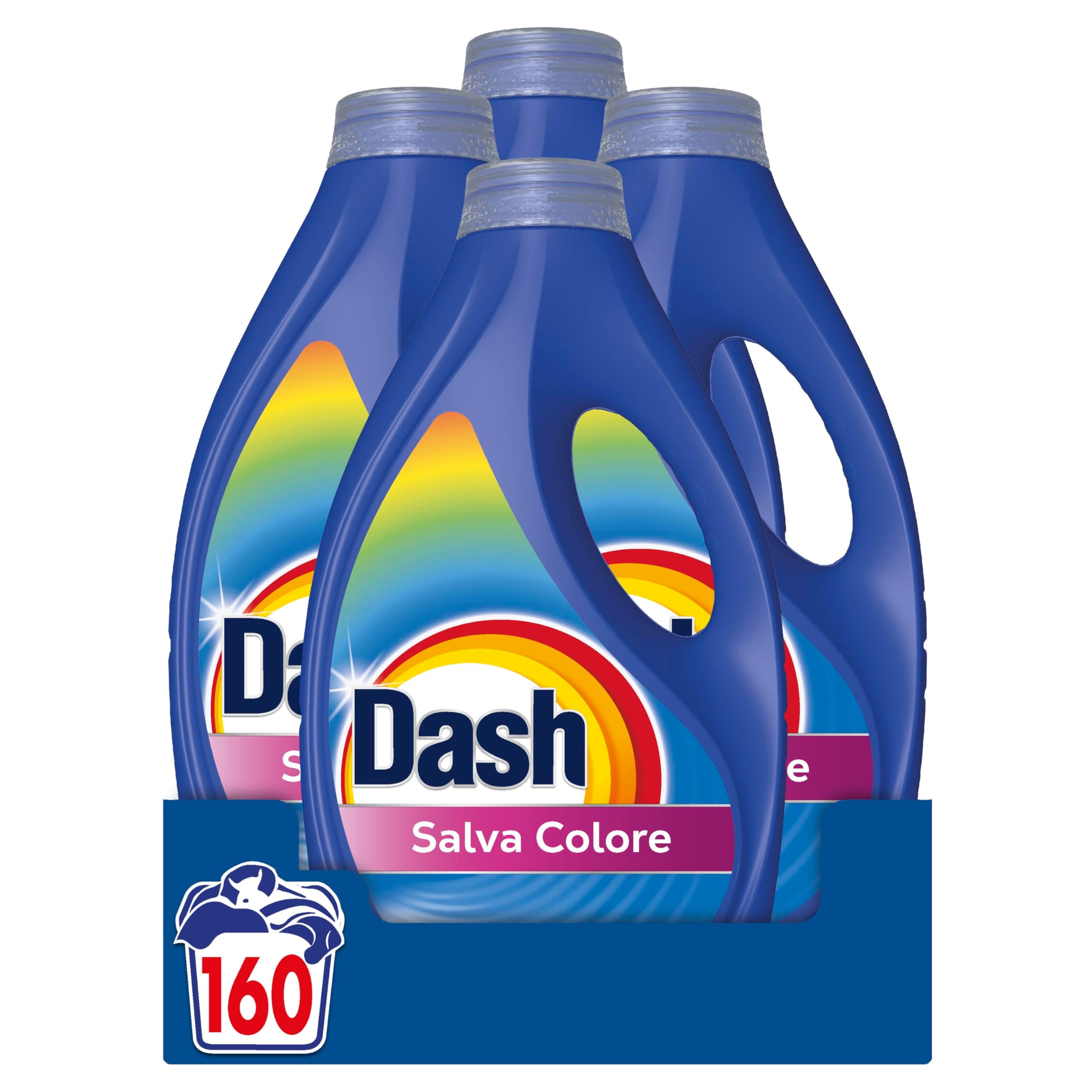 Dash Detersivo Liquido Lavatrice, 160 Lavaggi (4x40), Salva Colore, Brillantezza Per I Capi, Rimuove Le Macchi e Igienizza, Efficace Anche A Freddo E In Cicli Brevi