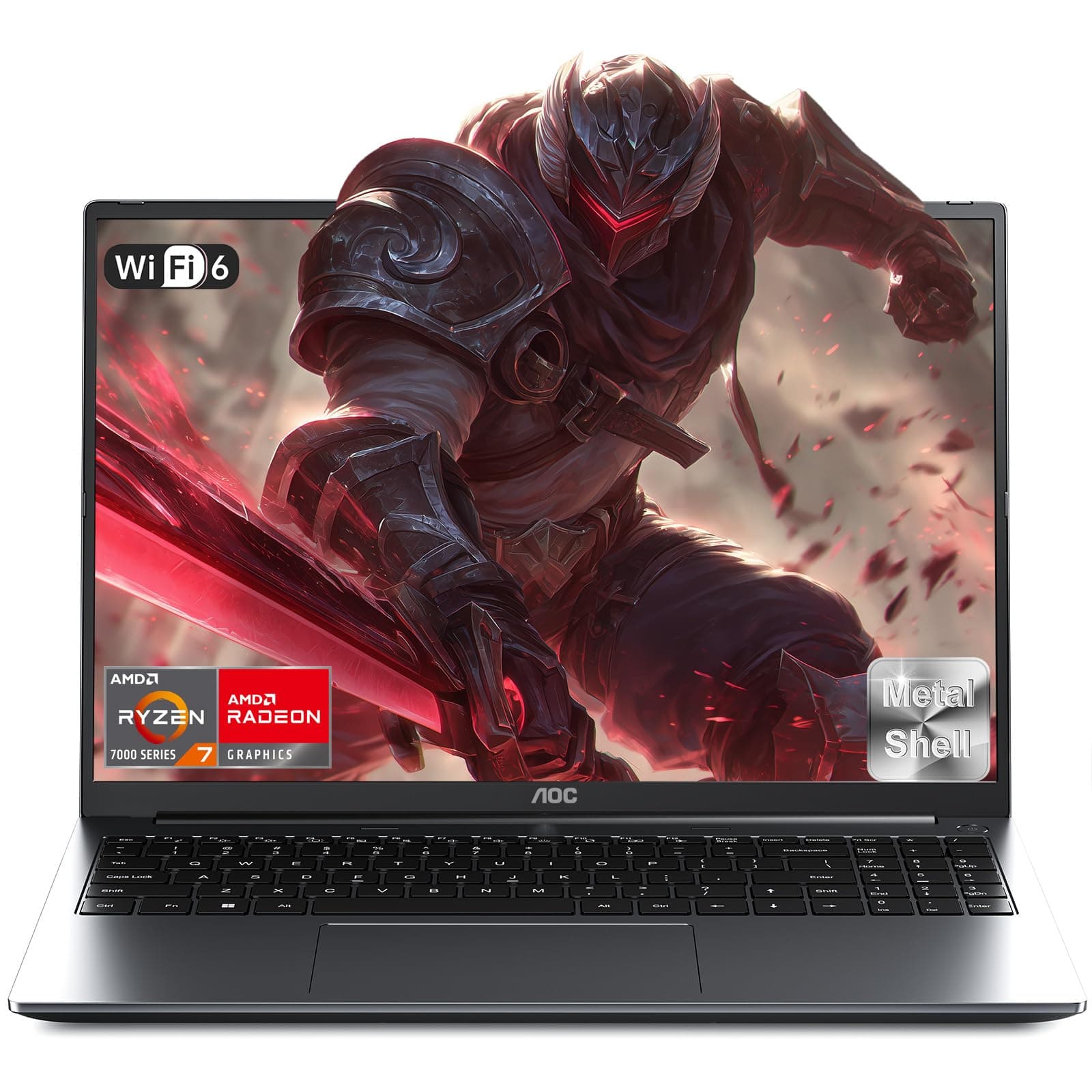 AOC Ordinateur Portable Gaming AMD Ryzen 7 7735HS(Jus qu'à 4.75GHZ) 8 cœurs,DDR5 4800MHz,16GO Ram 512Go SSD Étendre à 4 to,Boîtier métallique,Rétroéclairé,WiFi 6,BT5.2,Type C,Pc 16 Pouces