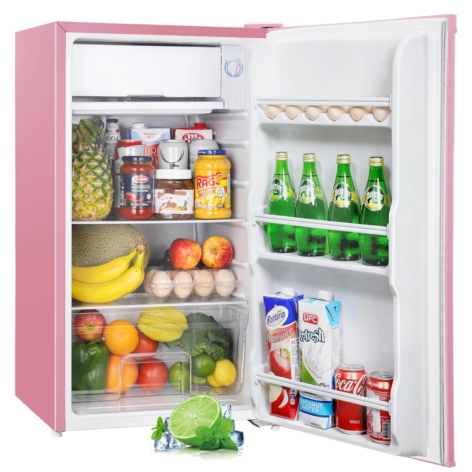 Upstreman Petit Frigo avec Congélateur de 91L, Thermostat Réglable, Refrigerateur de Chambre, Frigo Top pour Dortoir, Bureau, Rose - BR321
