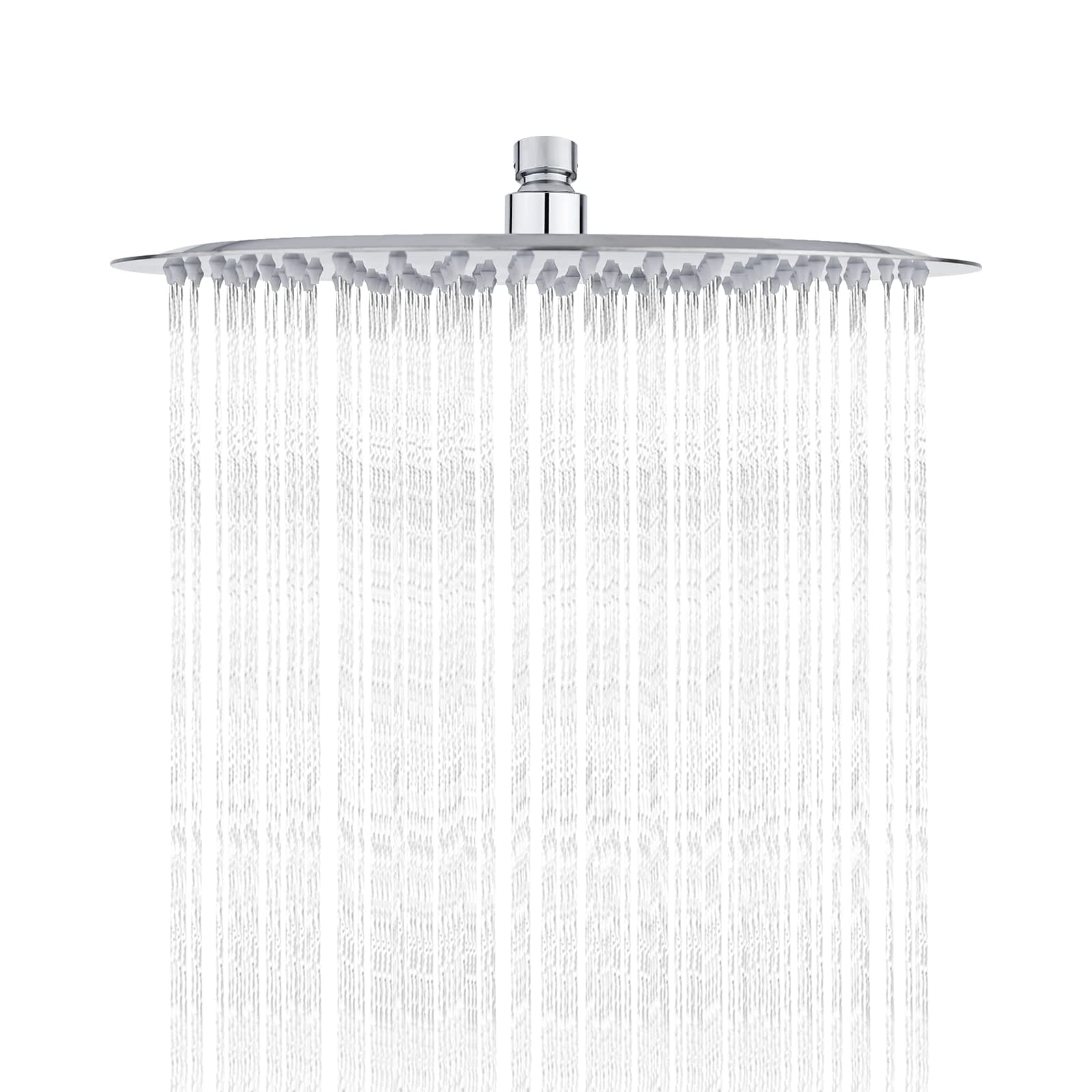 Ibergrif Soffione Doccia Rotondo 30 cm Grande, Doccia Effetto Pioggia Ultrasottile 12 Pollici, Testa Fissa in Acciaio Inox 304 Cromato, Sistema Anticalcare con Rotazione 360° per Bagno