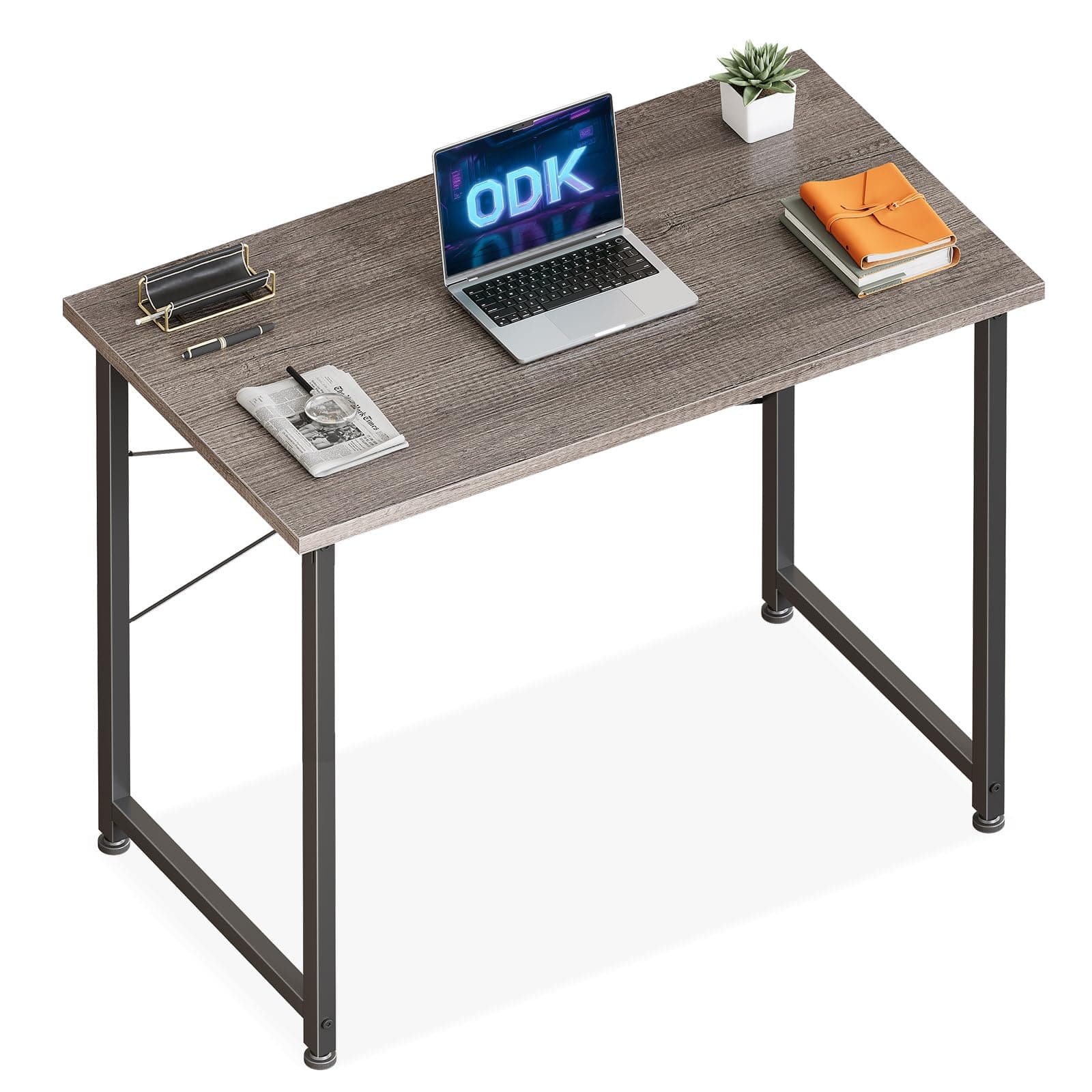ODK Escritorio Pequeña, 80x40cm Mesa de Estudio de Ordenador con Pies Ajustables Mesa de Escritura de Ordenador para Oficina, Dormitorio, Gris