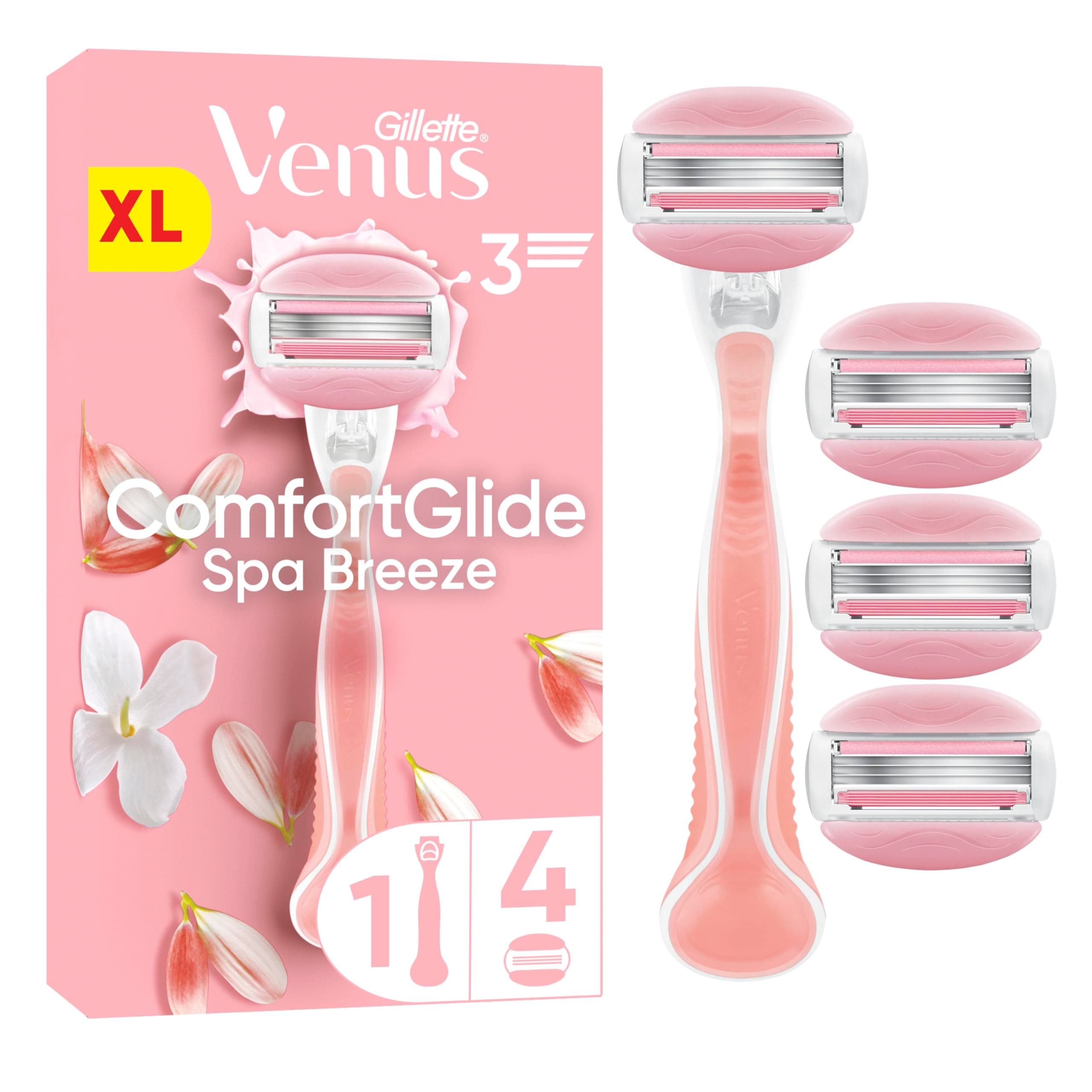 Gillette Venus ComfortGlide Spa Breeze Damenrasierer, 1 Ersatzklingen, rutschfestes, ergonomisches Handstück