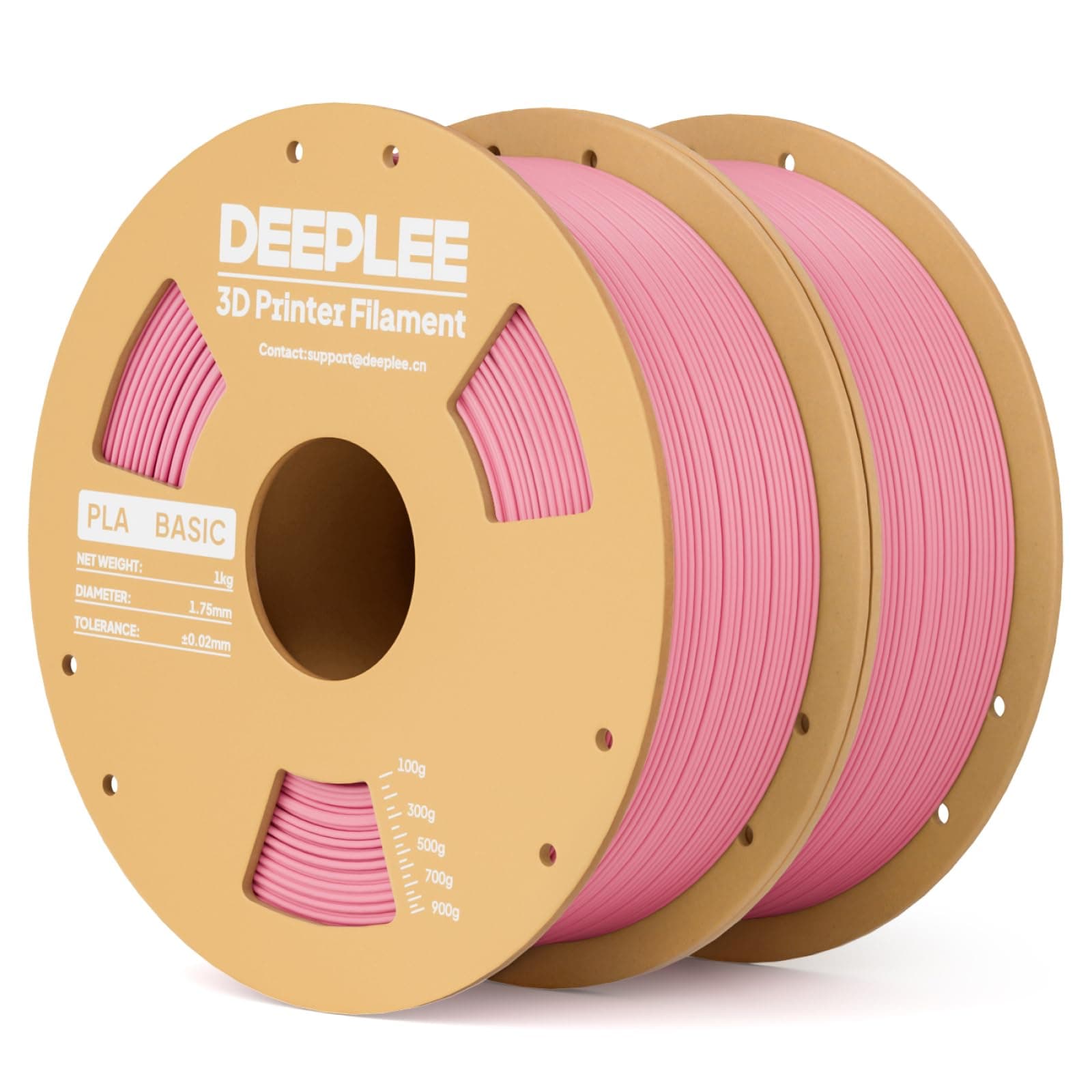 DEEPLEE PLA Basic 1.75mm - Kit 2 Bobinas Rosa (2x1kg) 2kg - Precisión ±0.02mm - Bobina Perfecta Sin Atascos - Ideal para Principiantes - Compatible con Impresoras FDM
