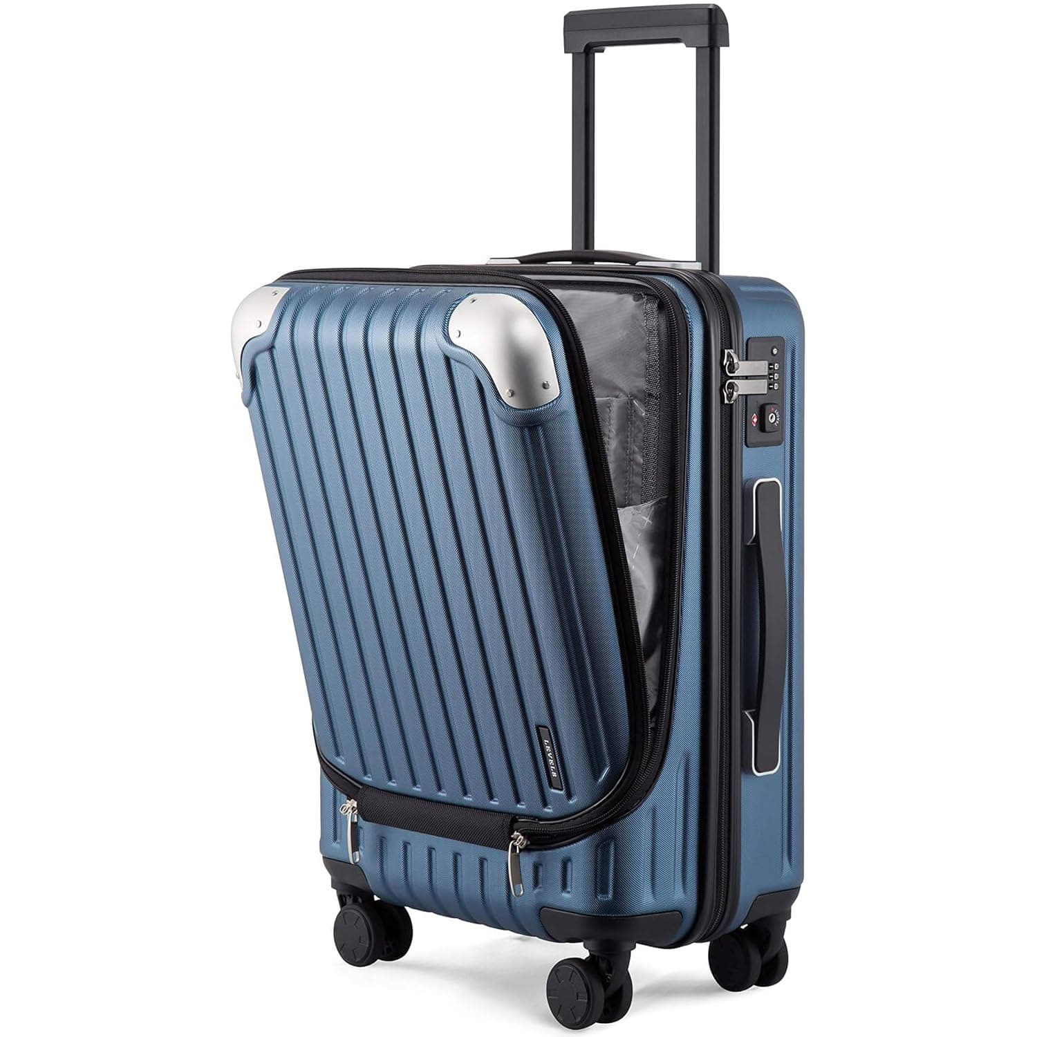 LEVEL8 Maleta de Cabina ABS+PC Equipaje de Mano Trolley Rígido Ligero Maletas de Viaje con 4 Ruedas Dobles Giratorias 360º y Candado TSA, 55x37x24CM, 36L, Azul
