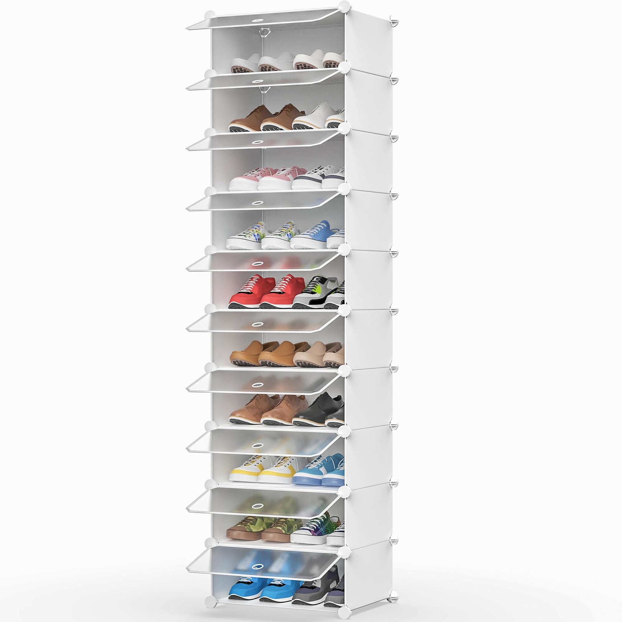 HOMIDEC Meuble Chaussure, 10 Niveaux Meuble à Chaussure, pour 20 Paires de Chaussures, Rangement Chaussure Chaussure Entree pour Entrées, Chambres et Couloirs, Transparent