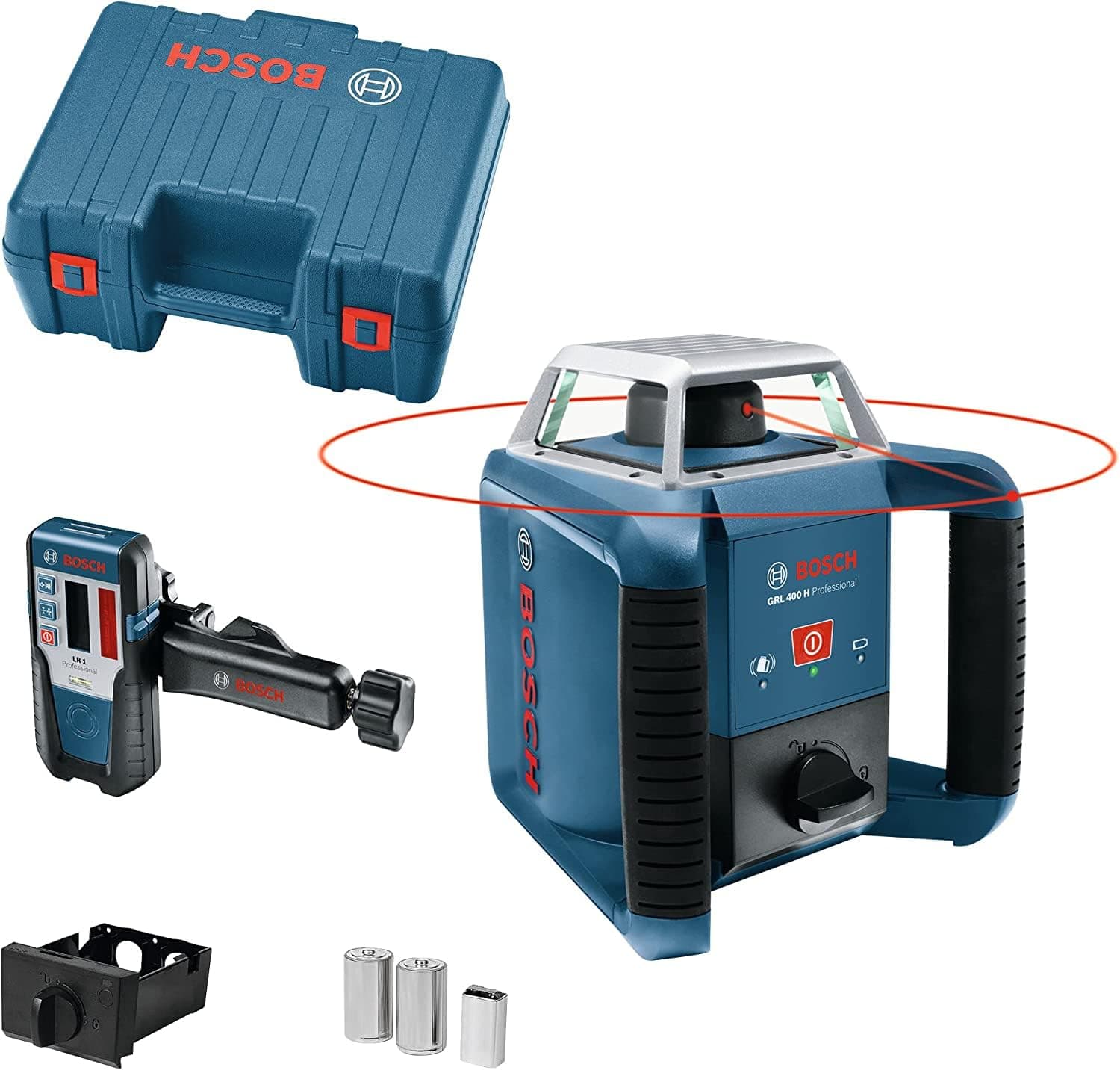 Bosch Professional Rotationslaser GRL 400 H | Ein-Knopf-Bedienfeld, max. Arbeitsbereich: 400 m, in Handwerkerkoffer