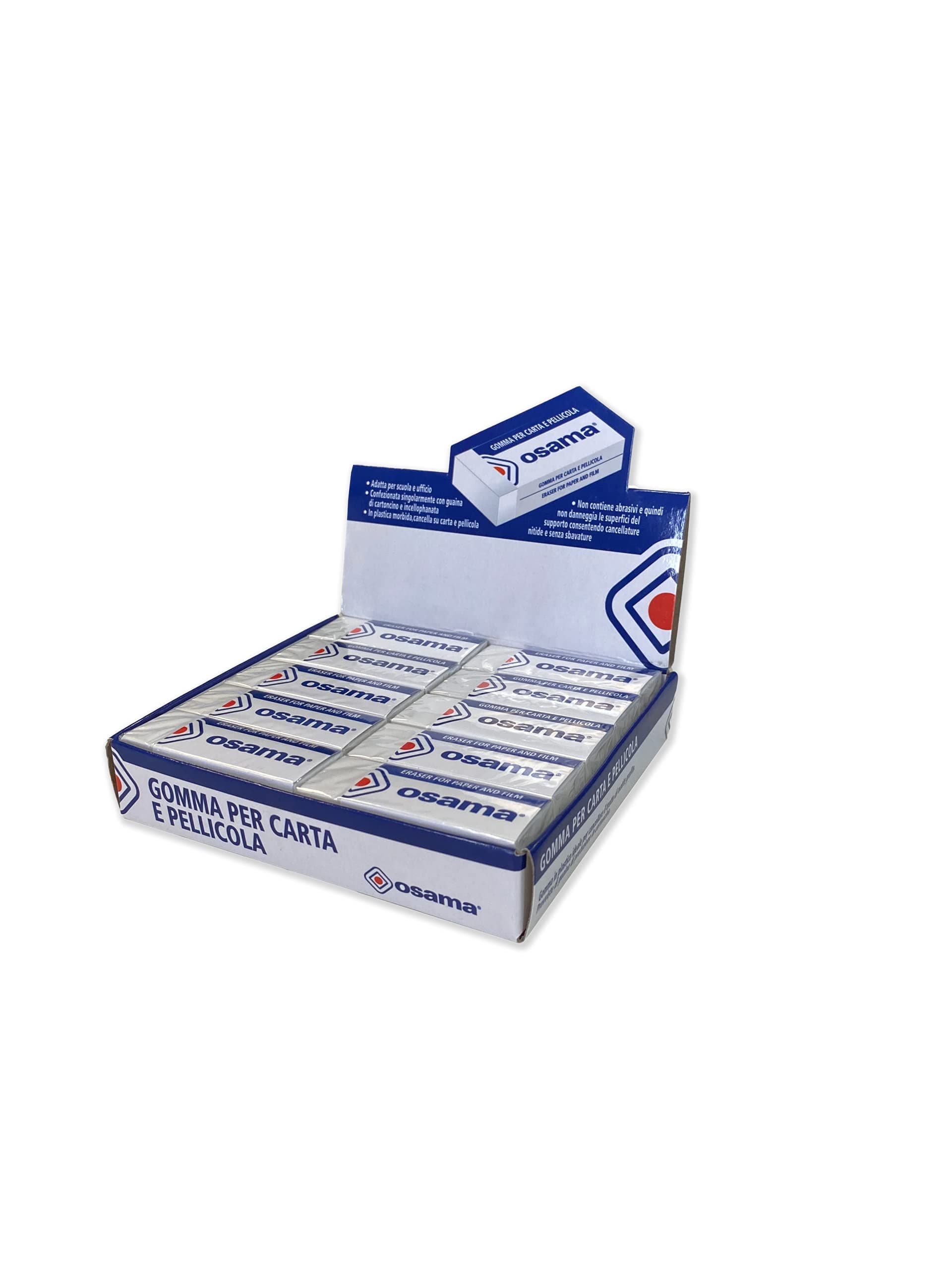 OSAMA - Gomme da Cancellare, Set da 20 Pezzi, Ideale per Cancelleria Scuola, Ufficio, Università e Cartoleria - Gomma Matita da Cancellare per Carta e Pellicola, Rifiniture Nitide e Precise, Bianco