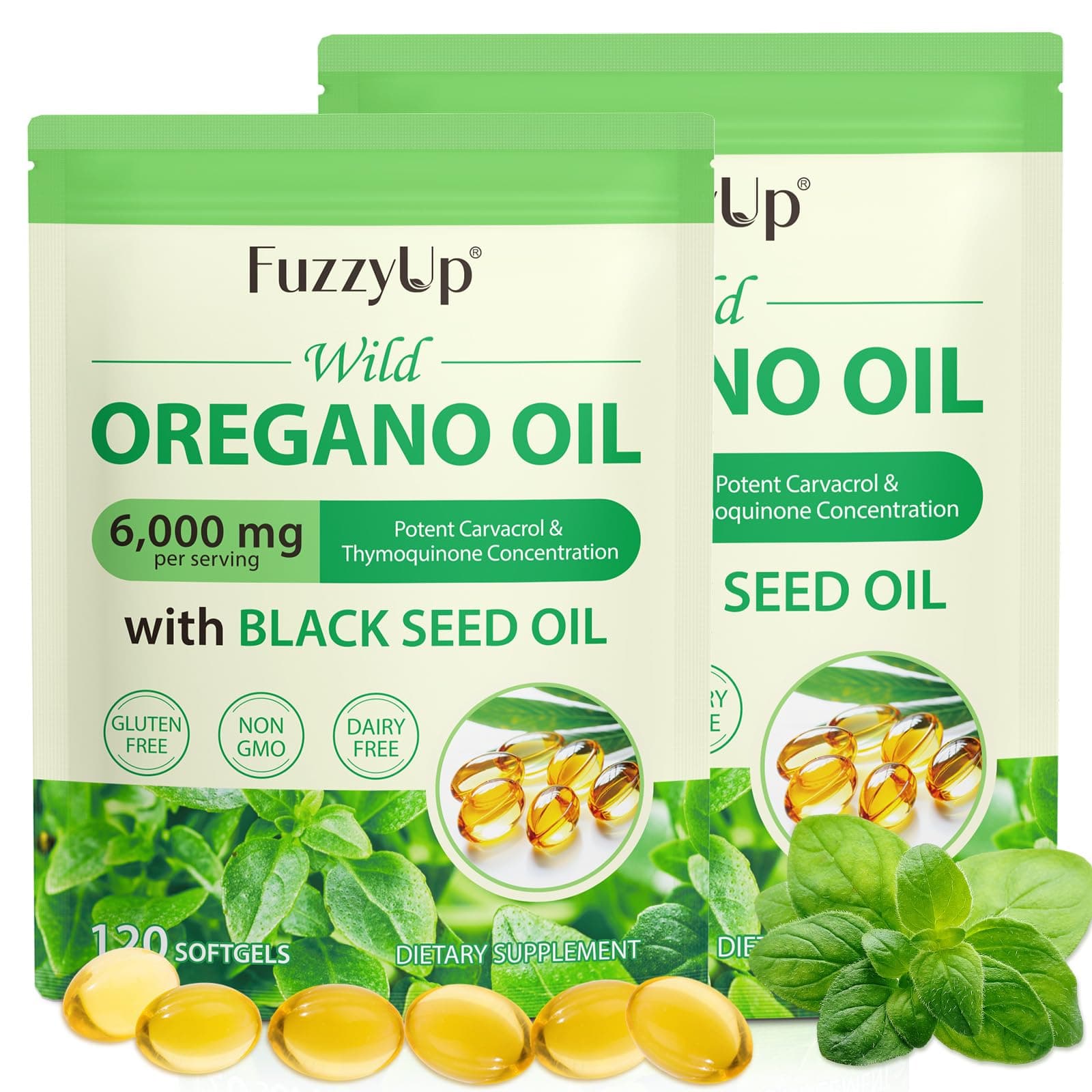 Oil of Oregano, Huile d Origan et Nigelle, Huile d'origan 2 en 1 (6000 mg) avec Huile de Nigelle (200 mg),Carvacrol (165 mg),Biologique, Sans OGM,Favorise la Santé Immunitaire et Digestive,240 Gélules