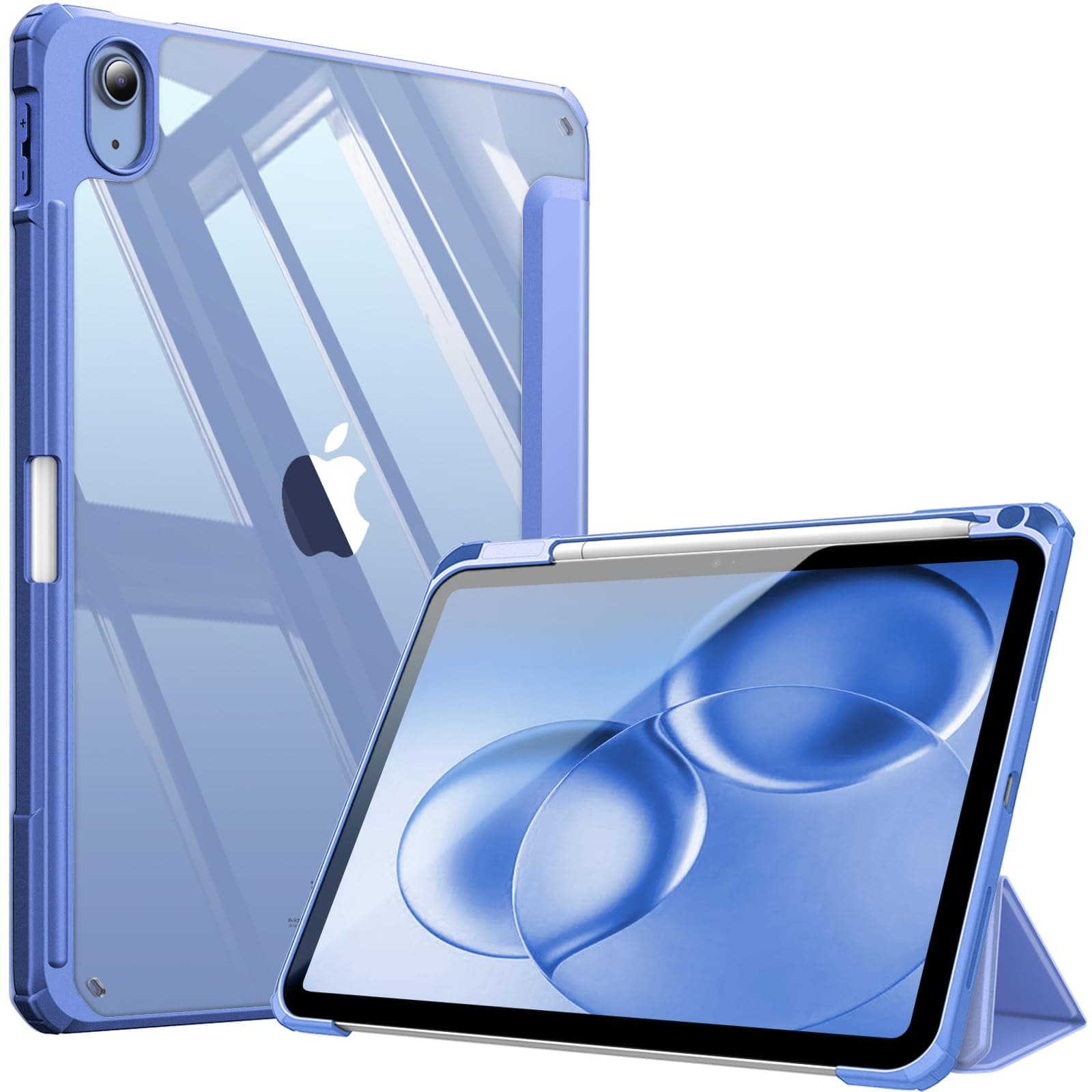 Fintie Hybrid Hülle für iPad (A16) 11 Generation 11 Zoll 2025, iPad 10 Generation 10.9 Zoll 2022 mit Stifthalter - Stoßfeste Schutzhülle mit transparenter Hartschale auf der Rückseite, Ultramarin