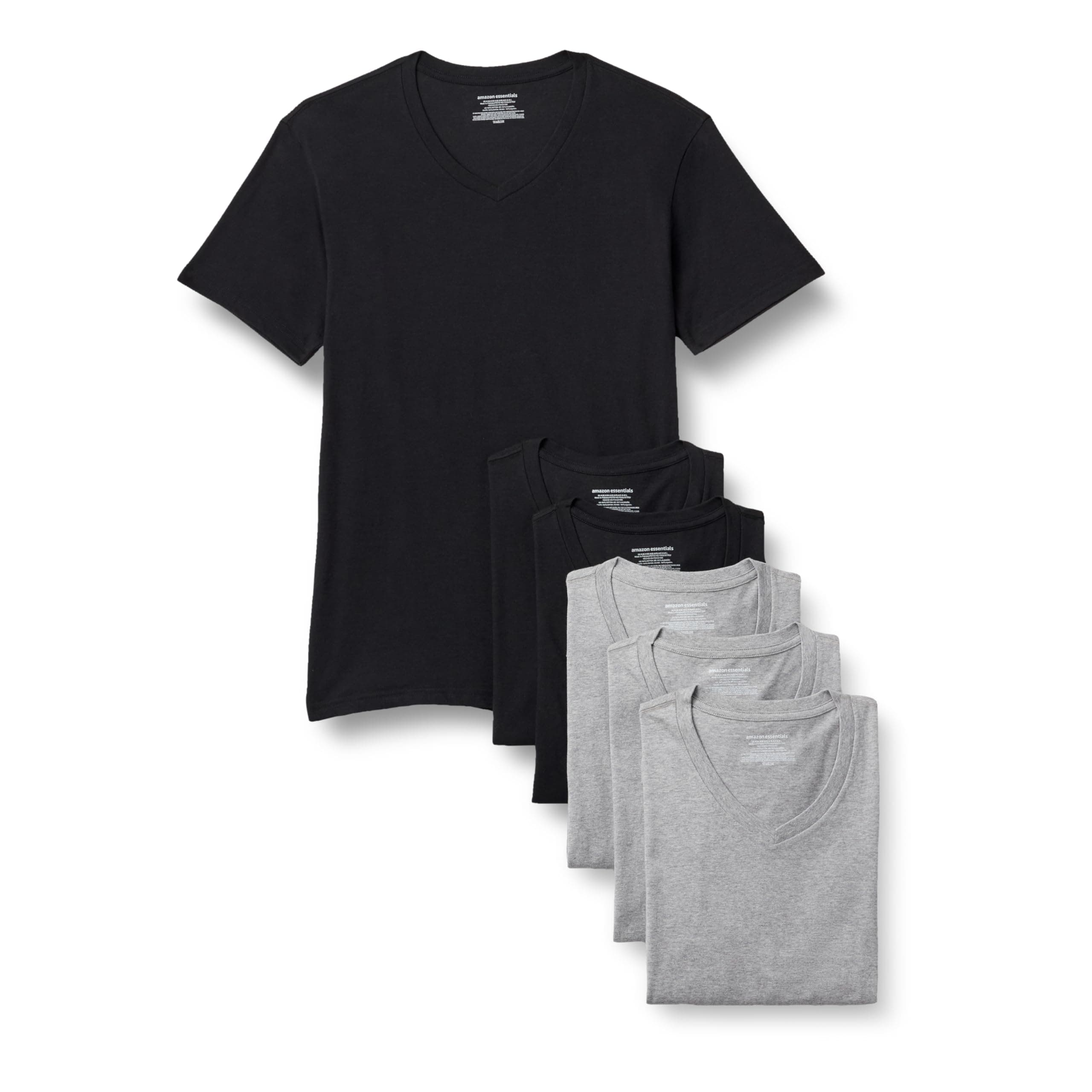 Amazon Essentials Maillot de Corps avec Encolure en V, Respirant, Coton Homme, Lot de 6