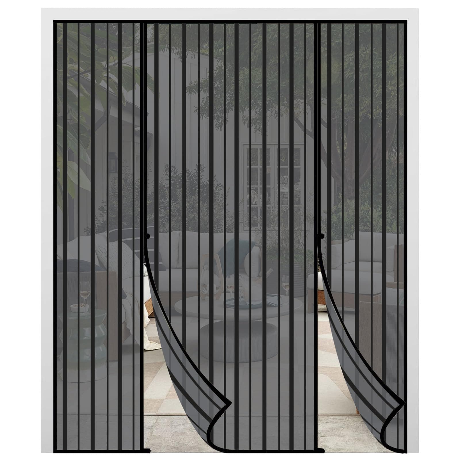 Fliegengitter Tür Magnet 188x206cm Fliegengitter Doppeltür Ohne Bohren, Insektenschutz für Schiebetür Balkontür, Reißfest, Fokussierte Magnete für Schnelleren Verschluss