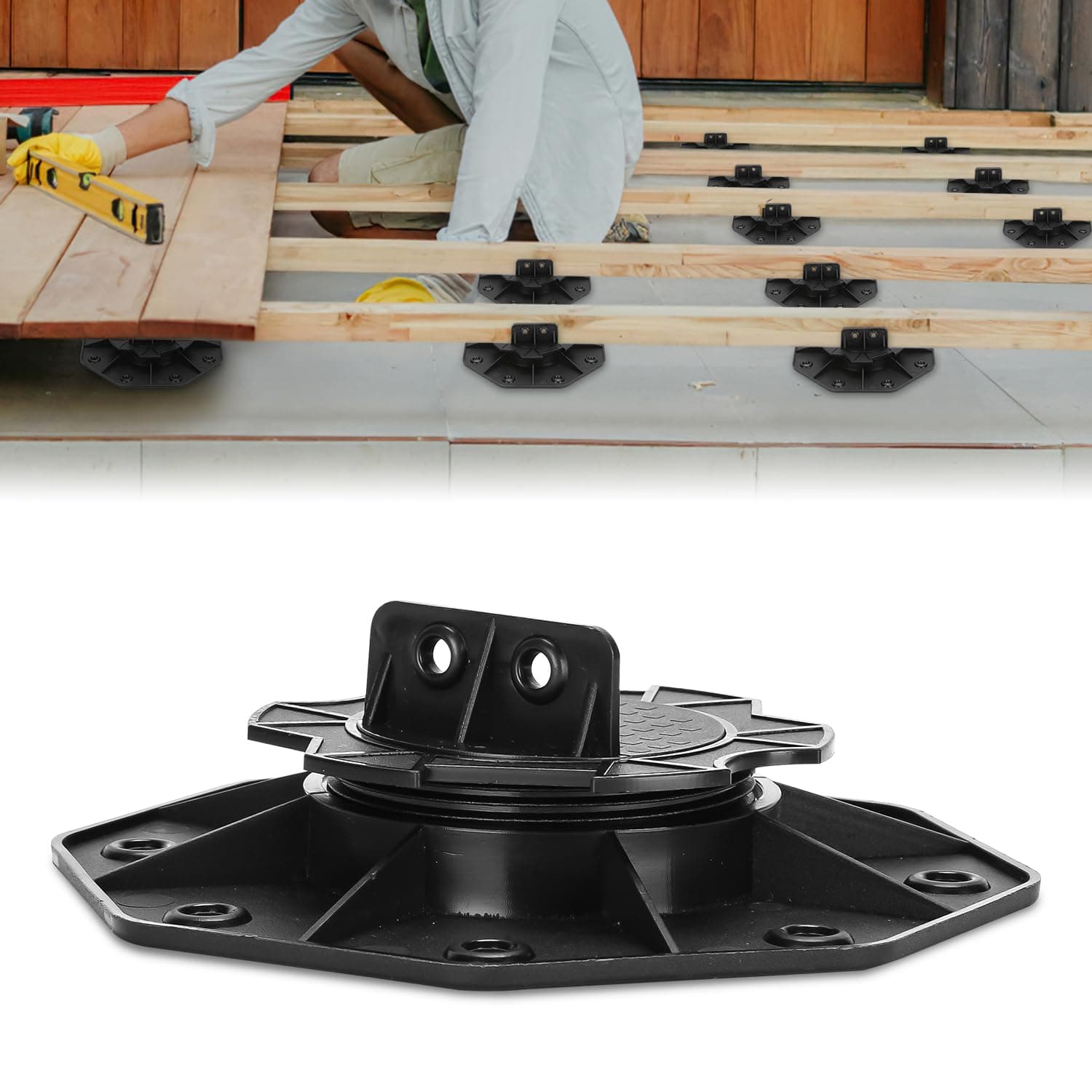Ansobea Lot de 100 plot réglable en hauteur (18-30 mm) terrasse bois lambourde pour dalles de terrasse, sol, pierre & carrelage