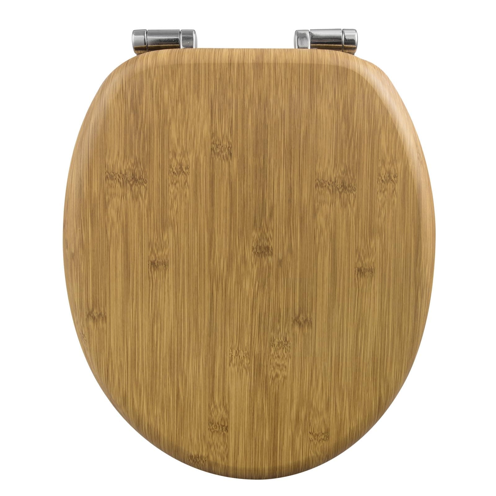 WOLTU Premium WC-Sitz Toilettensitz mit Absenkautomatik, MDF Holzkern, Softclose Scharnier, Desgin Décor Bamboo Oval