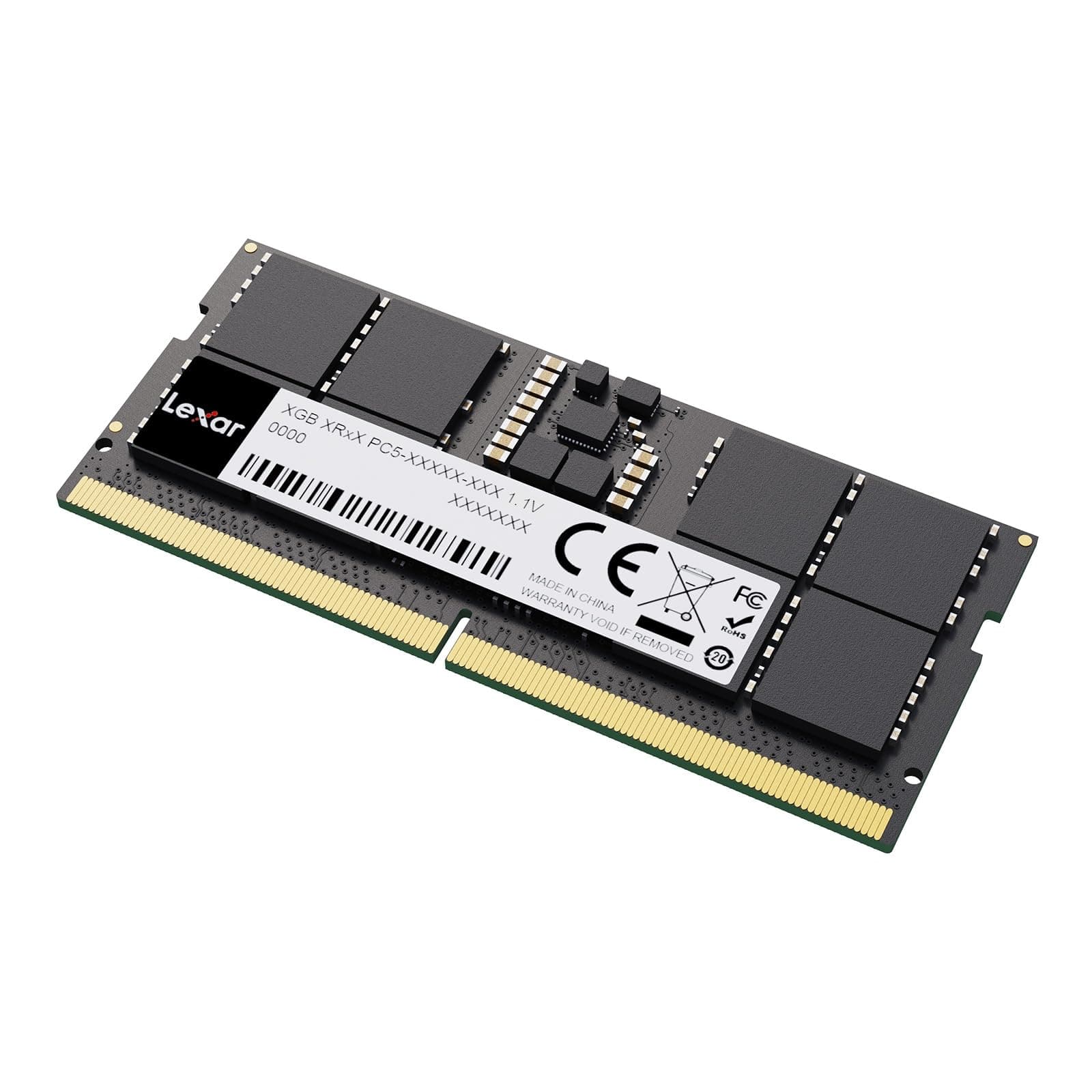 Lexar SODIMM 24GB DDR5 RAM 5600MHz CL46 262pin DDR5 SODIMM RAM PC Portable Haute Performance Gaming DRAM SO-DIMM pour ordinateur portable Mémoire Tout-en-un Intel NUC Mini-PC 1.1V CL46-45-45-90