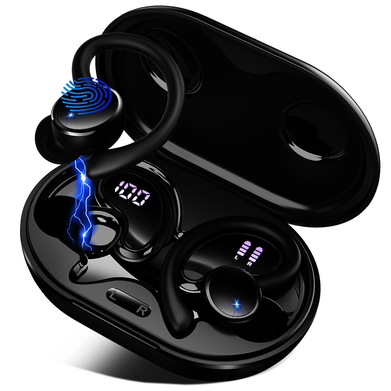 2026 Cuffie Bluetooth 5.4 Sport, 50 Ore Cuffie In Ear Cancellazione Rumore ENC e 4 HD Mics, Auricolari Bluetooth con 6D Bass Stereo, HiFi Cuffiette LED Display, IP7 Impermeabile Cuffie Senza Fili