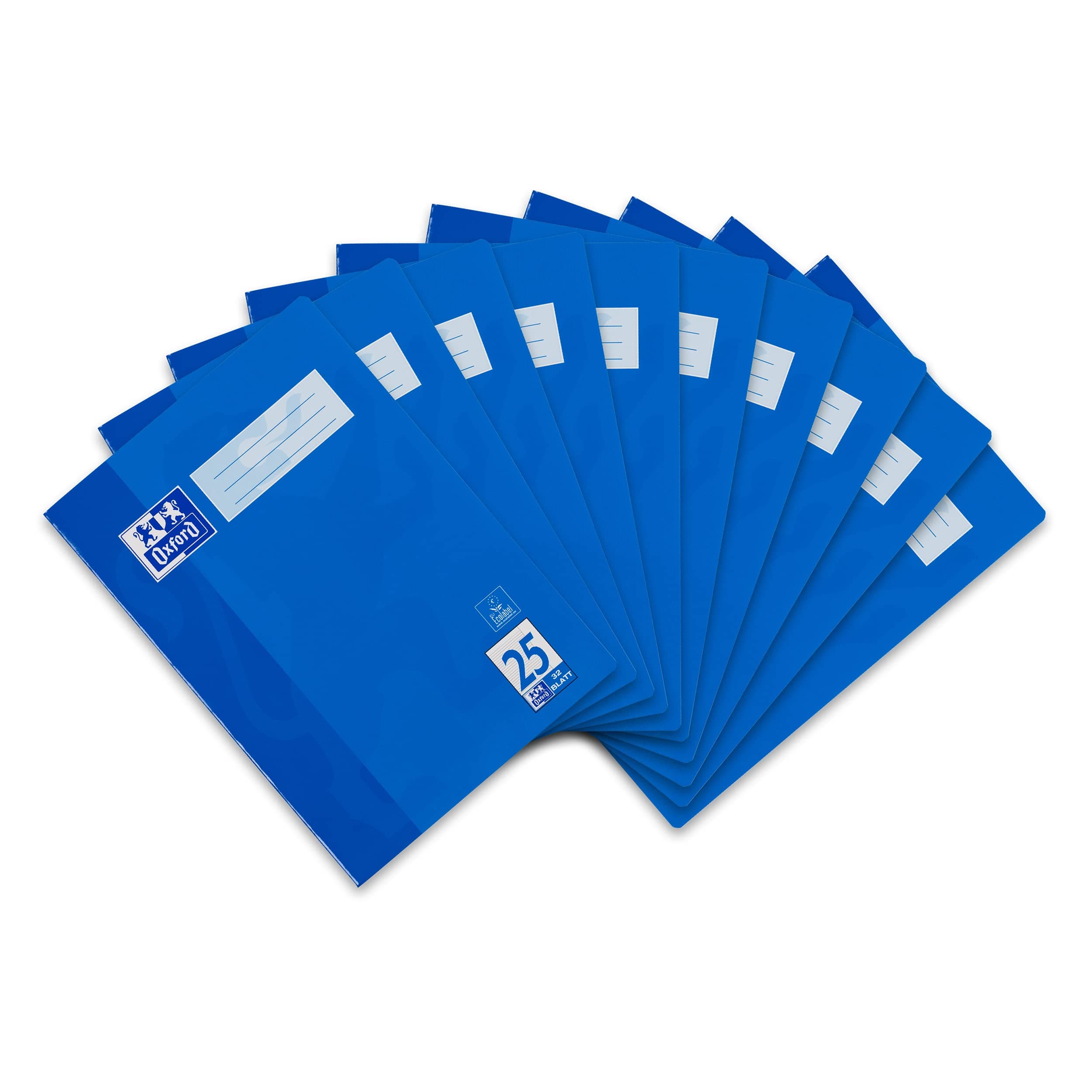 Oxford Schulheft A4, 32 Blatt, Lineatur 25, liniert, blau, 10 Stück