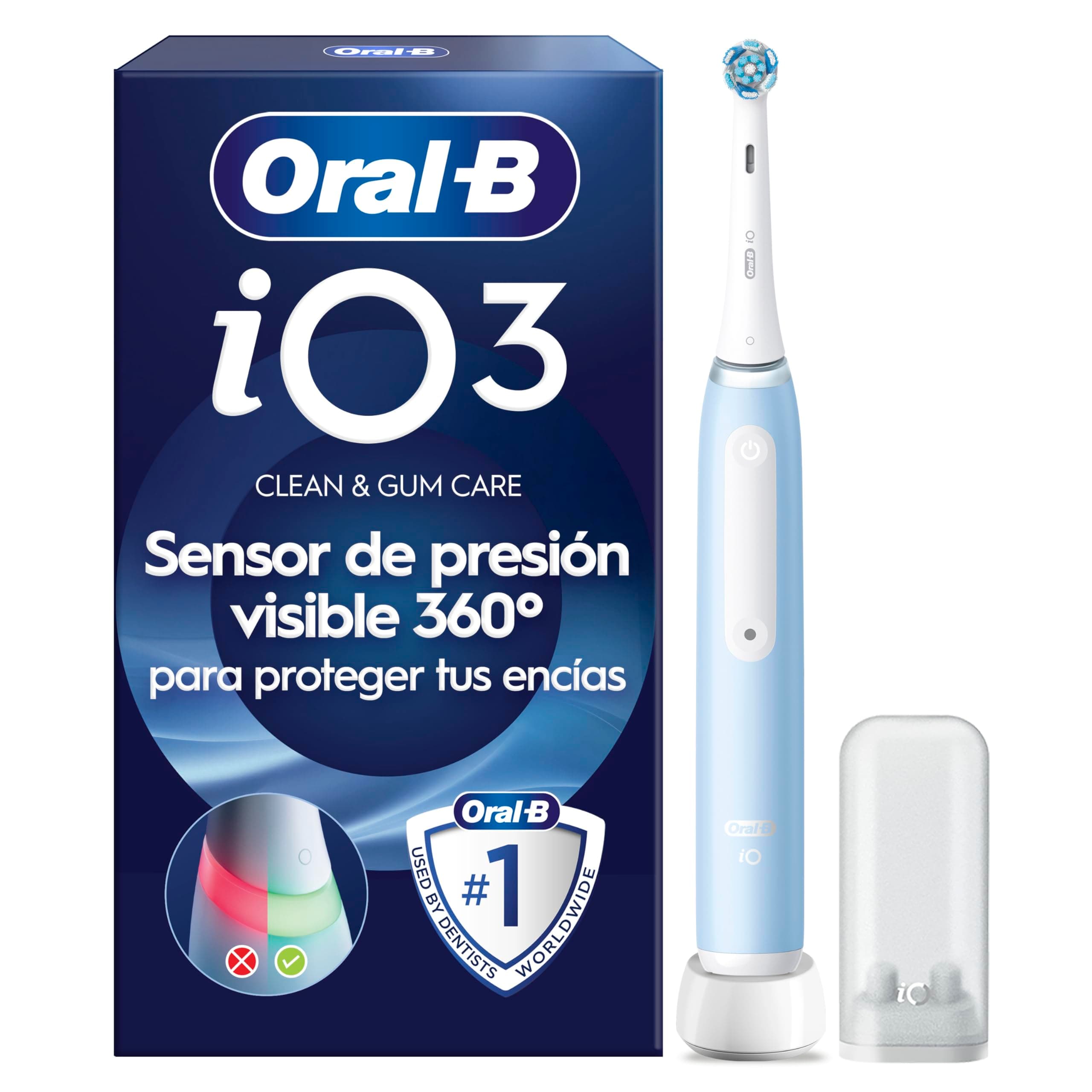 Oral-B iO 3N Cepillo de Dientes Eléctrico con 1 Cabezal, Azul | Cepillo Dental con Sensor de Presión, Temporizador, 3 Modos de Cepillado con Blanqueamiento Dental, Suave con Encías
