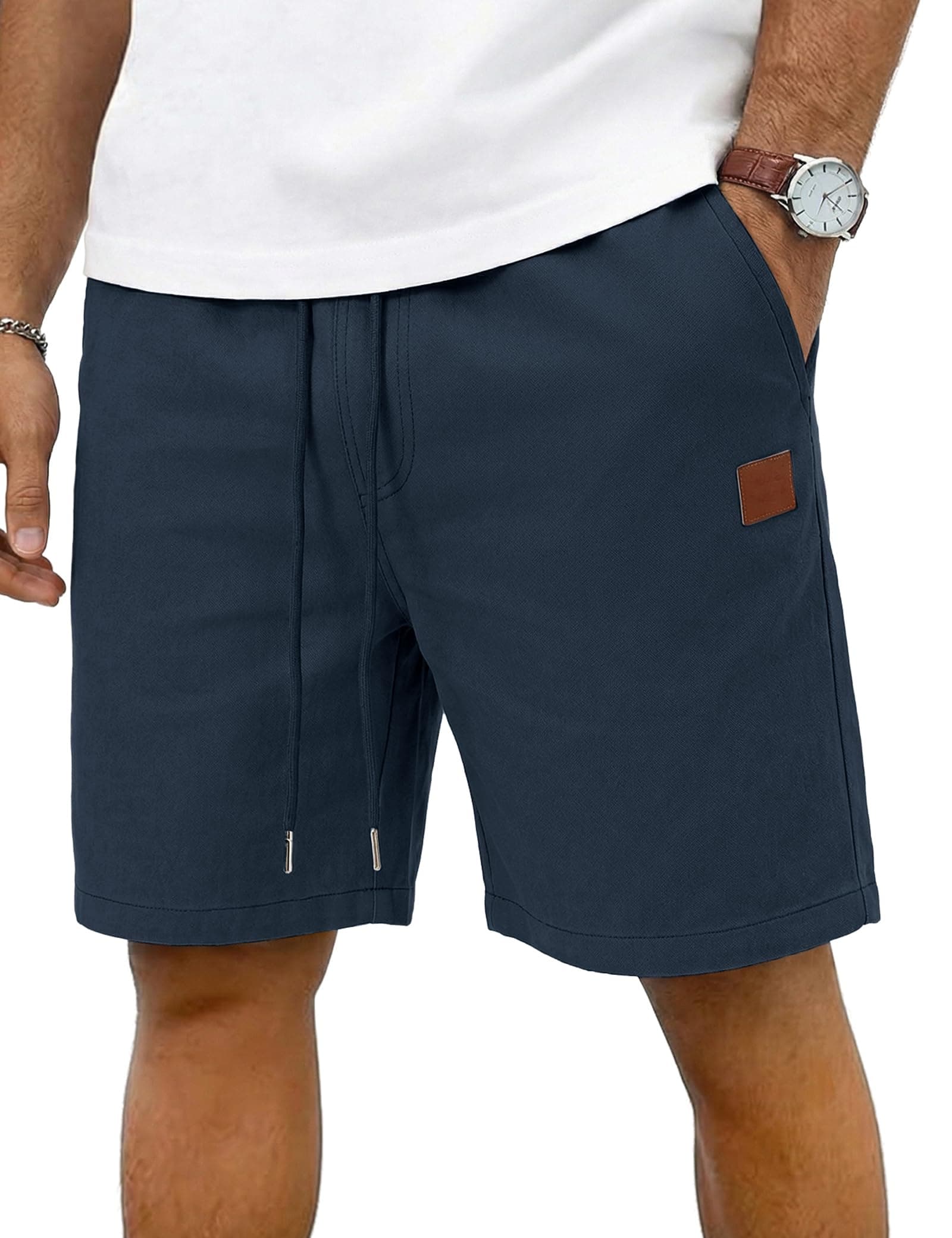 iClosam Pantalones para Hombre Cortos de algodón con Cintura elástica y cordón Ajustable, Pantalones Cortos Casuales de Verano con Bolsillos, Tallas S-3XL