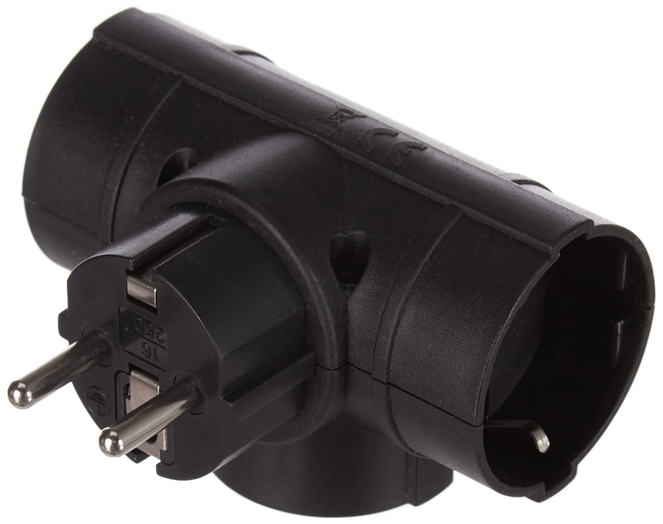 Electraline 55322 - Adaptador Triple (16 A) Color Negro