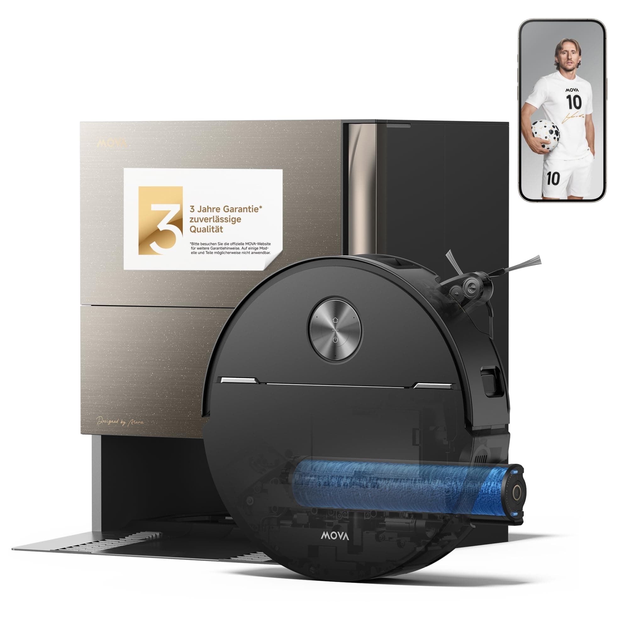 MOVA Z70 Ultra Roller Complete Saugroboter Flex. Bürsten-Verlängerung | 36.000Pa Saugkraft und Antiverwicklung, flex. Mopp-Verlängerung, überwindet Hindernisse bis 9cm