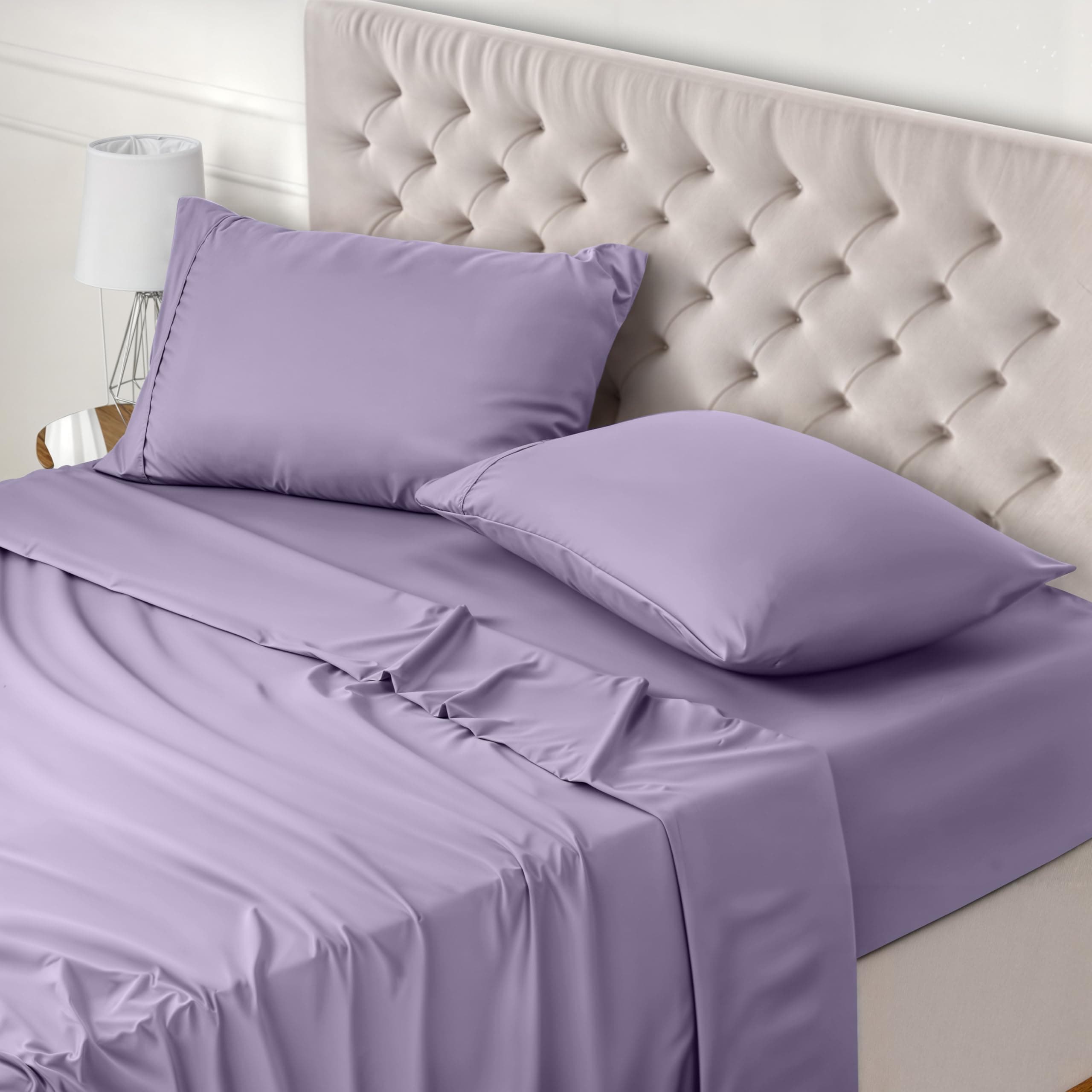 Utopia Bedding Juego de Sabanas 4 Piezas 150x200 - Poliéster Microfibra Cepillada - Oeko-Tex Certificado - Sábana Bajera, Sábana Plana y 2 Fundas de Almohada 50x75 (Cama 150, Lavanda)