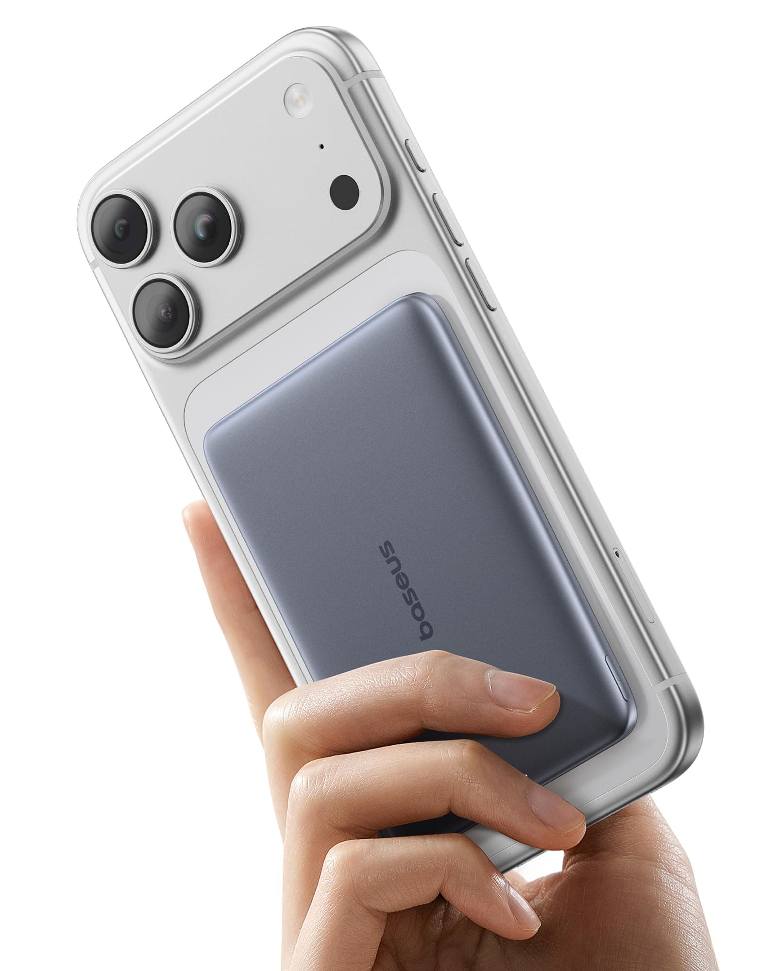 Baseus Picogo AM41 Power Bank, Ultra Slim 5000mAh Magsafe Powerbank, Ricarica Rapida PD 20W, Portatile, Magnetico Batteria Esterna Wireless con cavo USB C per iPhone 17/16/15/14/13/12, Grigio Spazio