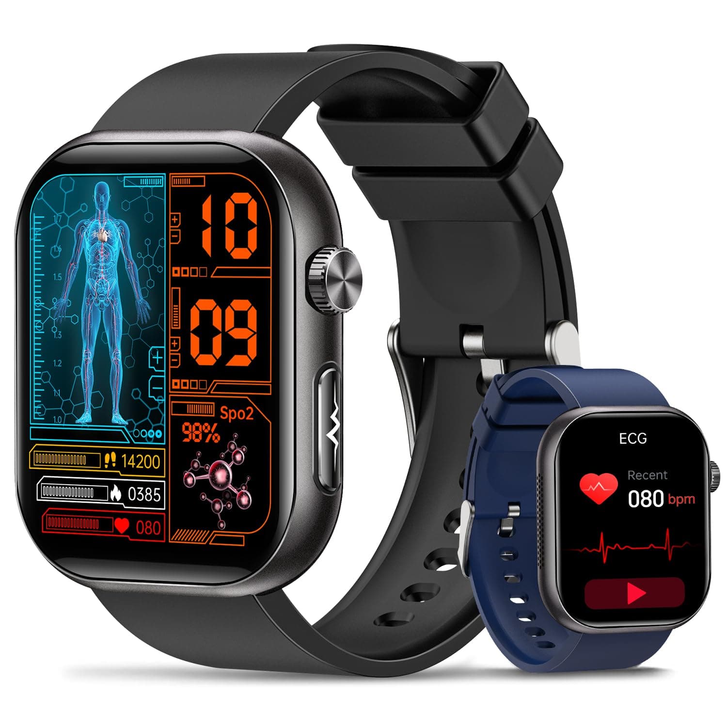 2026 Nuevo Reloj Inteligente Hombre con ECG, HRV, Monitoreo Temperatura Corporal, Presión Arterial, 1,97" AMOLED Smartwatch Salud con Monitor de Frecuencia Cardíaca 24h, SpO2, Monitor de Sueño, IMC